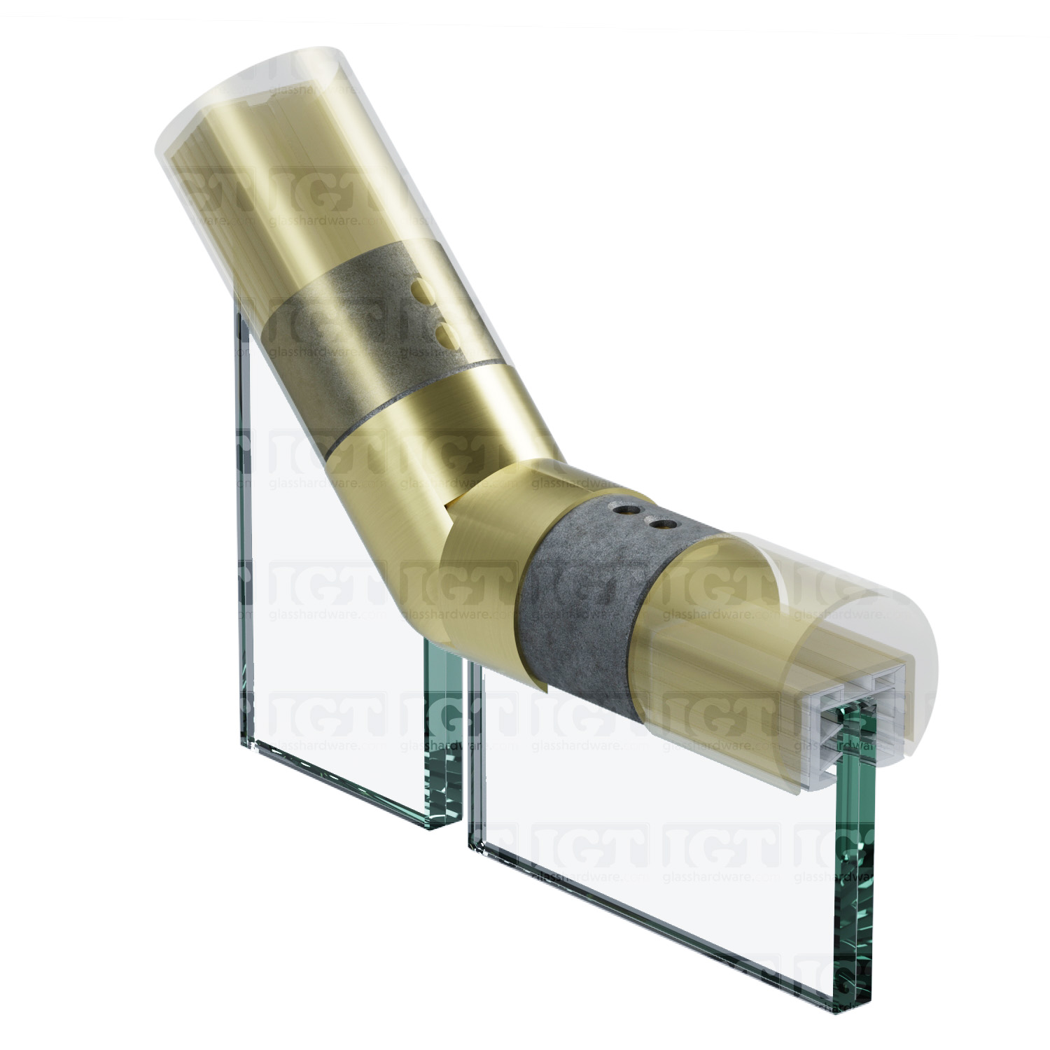25-55 Deg. Articulated Angle Connector For Slotted Round Tube - Gold Brushed - Image 5