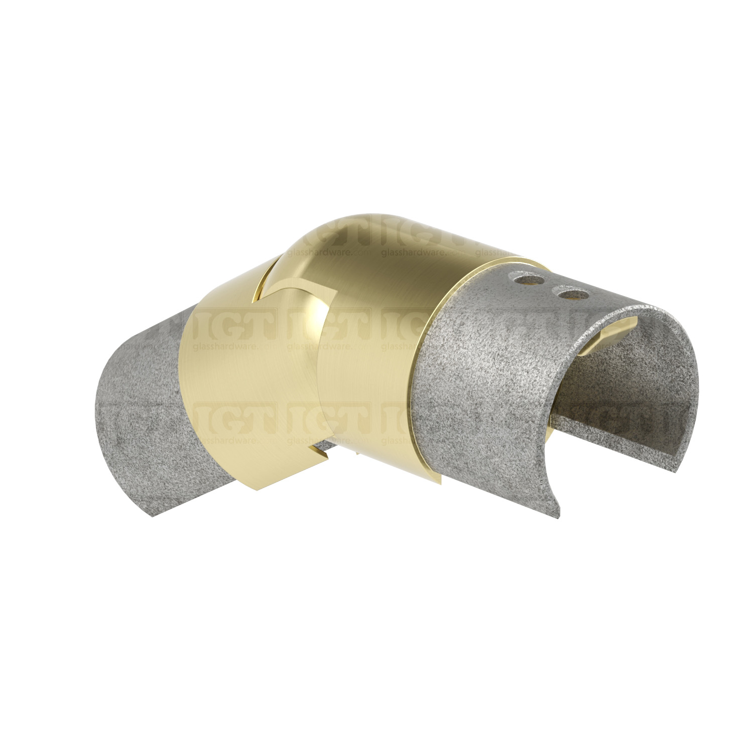 55 Degree Articulated Connector for Round Cap Rail - Gold Brushed