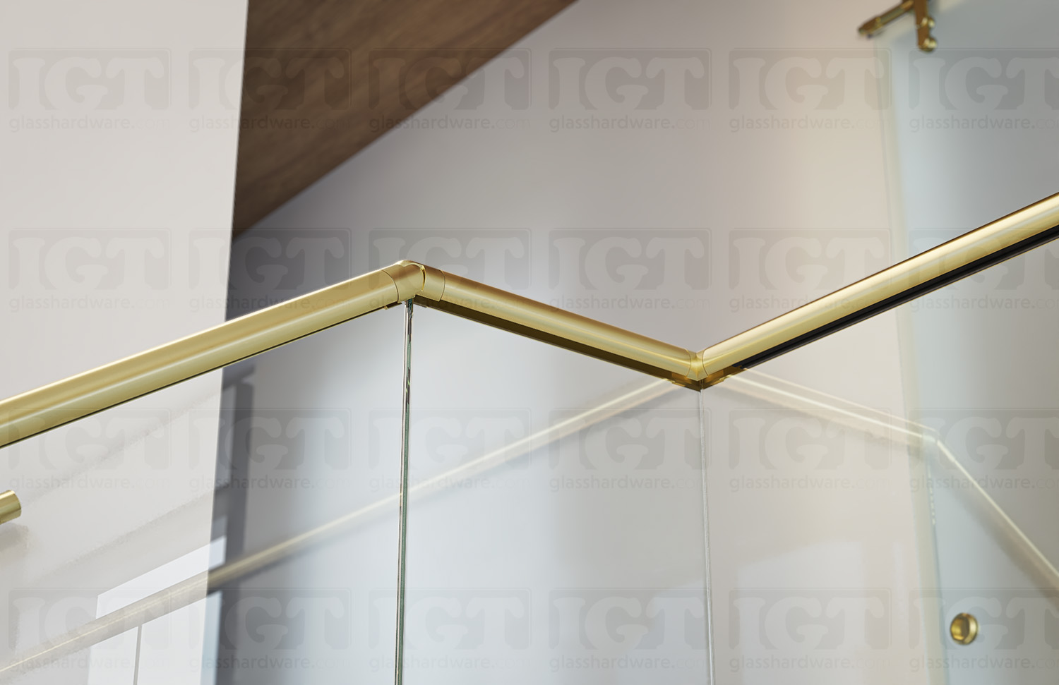 55 Degree Articulated Connector for Round Cap Rail - Gold Brushed - Image 3