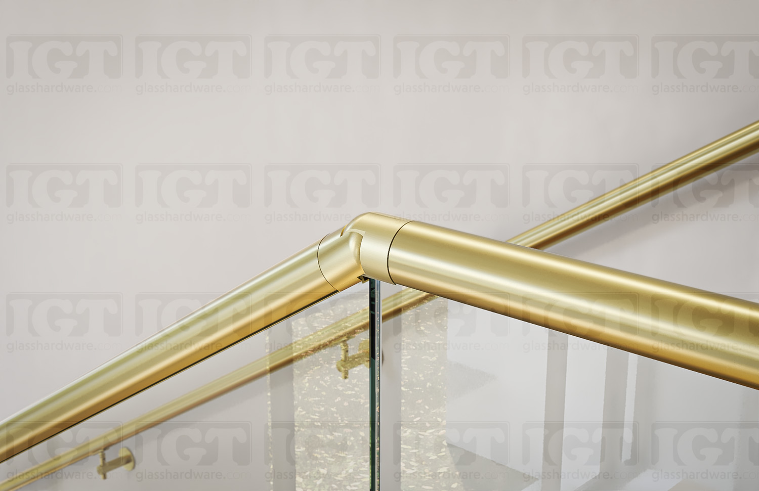 55 Degree Articulated Connector for Round Cap Rail - Gold Brushed - Image 2