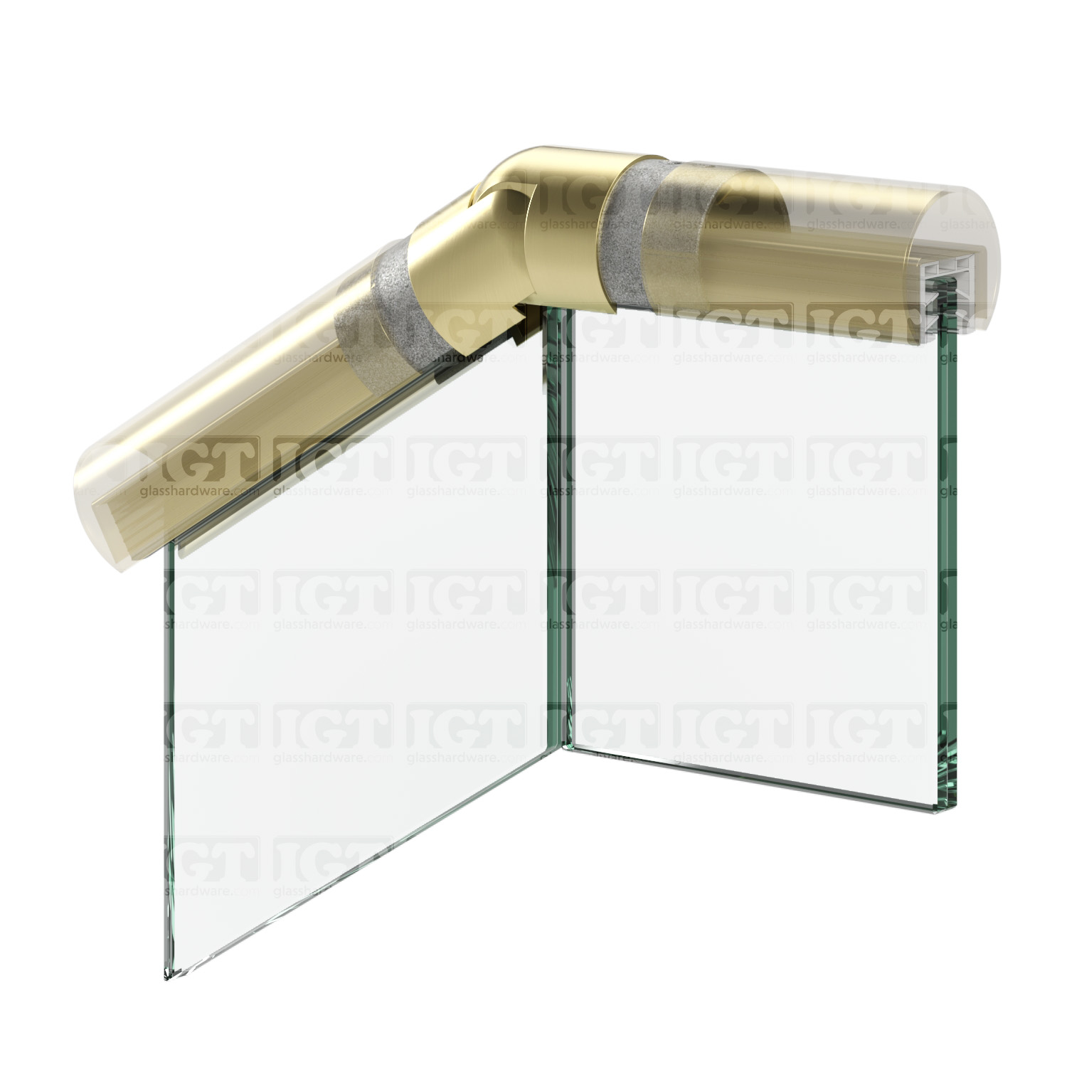 55 Degree Articulated Connector for Round Cap Rail - Gold Brushed - Image 6