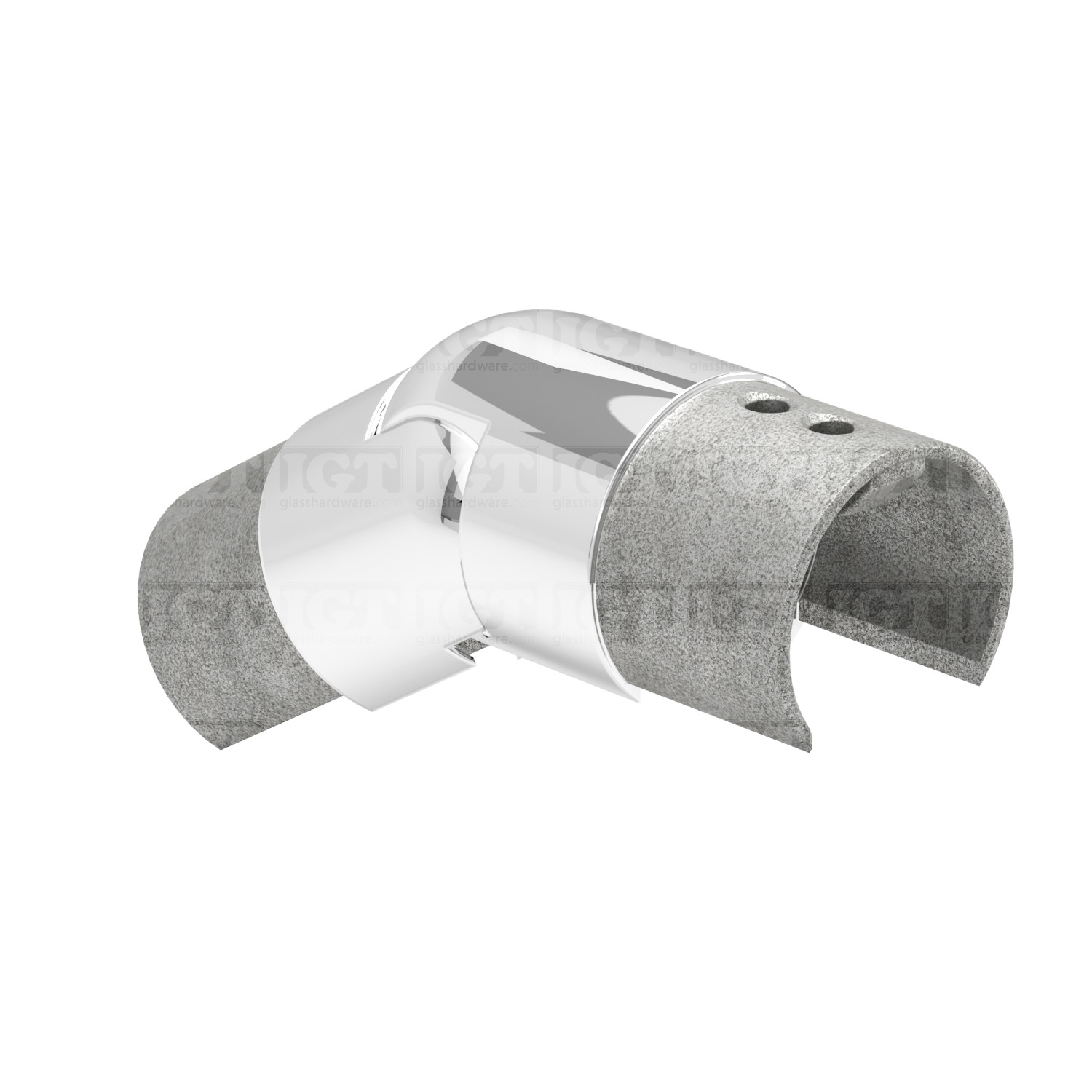55 Degree Articulated Connector for Round Cap Rail - Polished Stainless