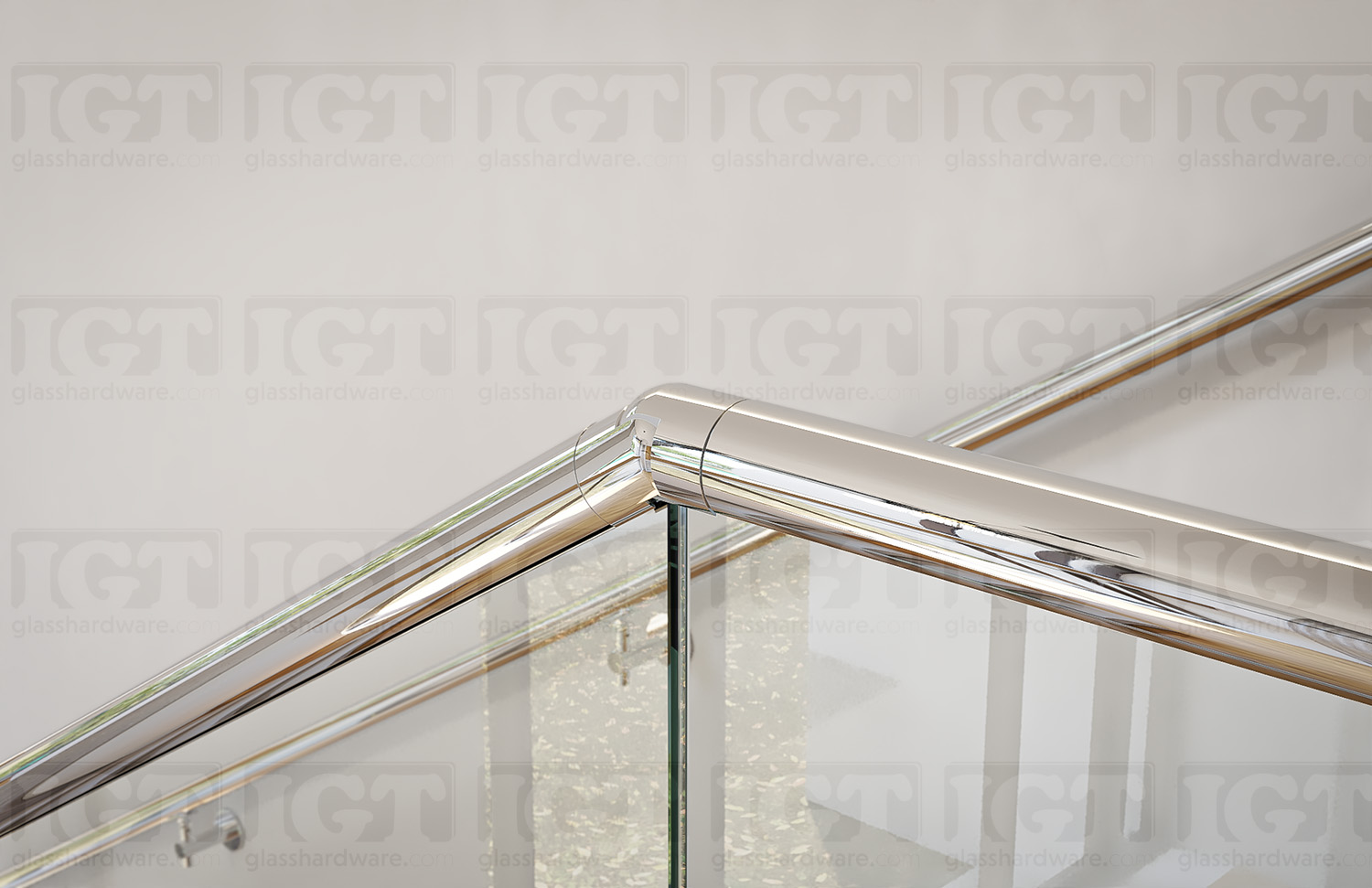 55 Degree Articulated Connector for Round Cap Rail - Polished Stainless - Image 2