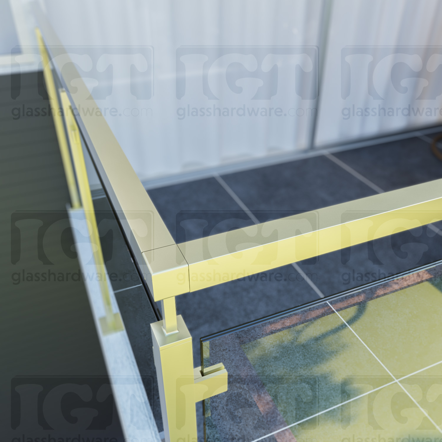 90 Degree Connector for Square Handrail - Gold Brushed - Image 3