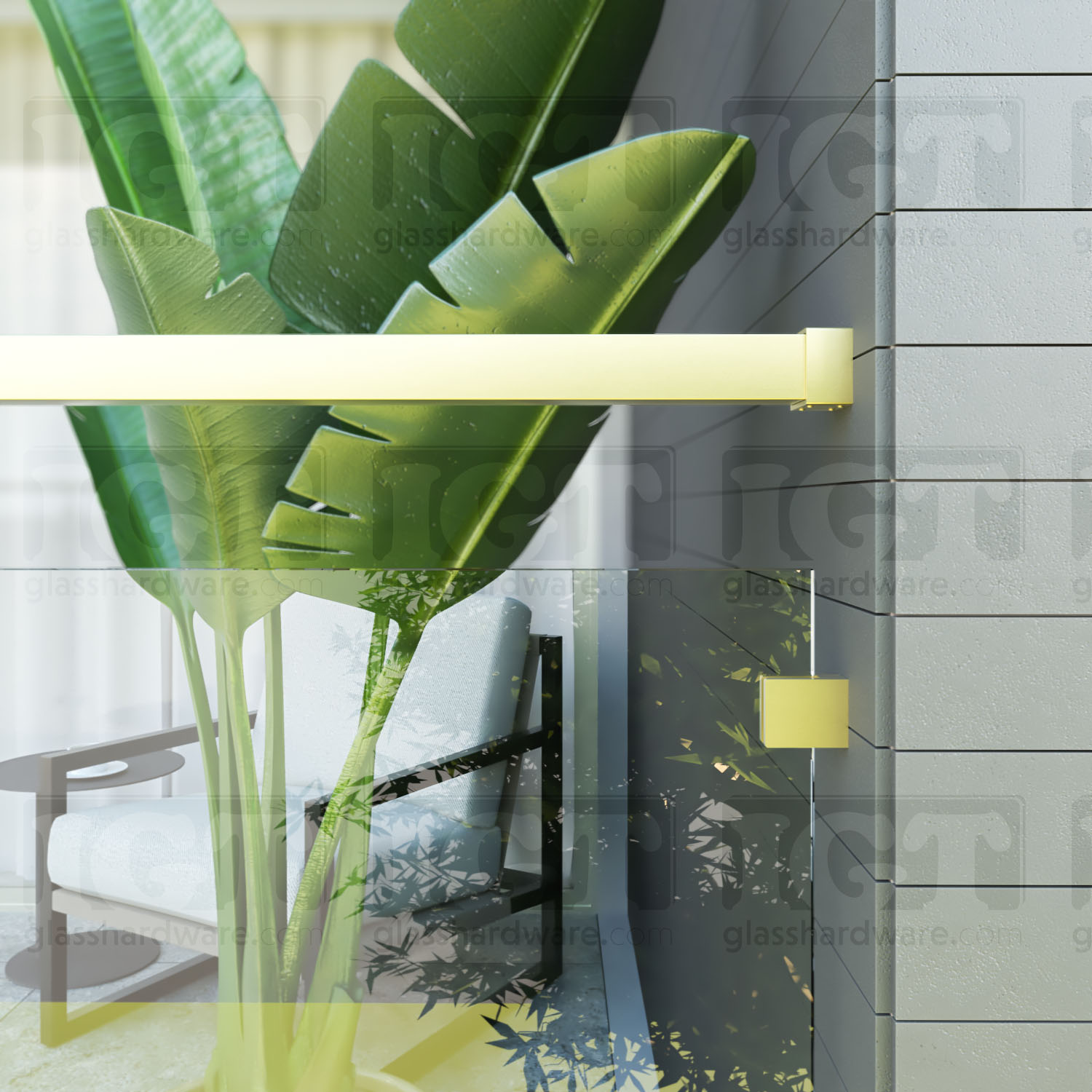 Wall Anchorage for Square Handrail - Gold Brushed - Image 6