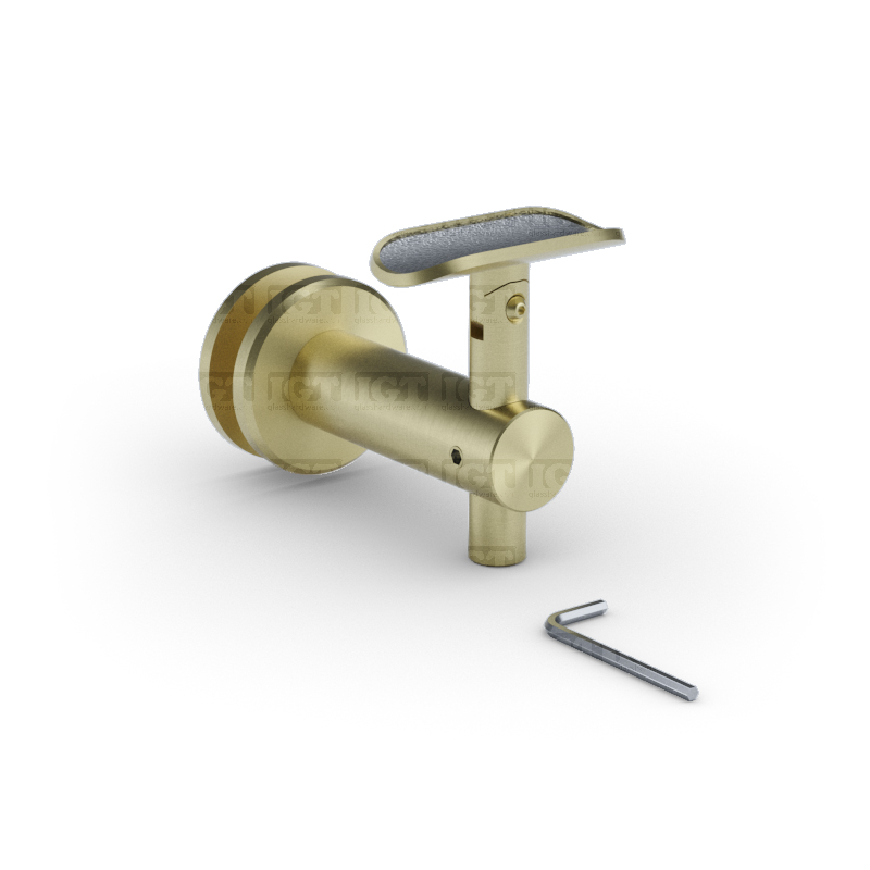 Adjustable Glass Mounted Hand Rail Bracket - Gold Brushed - Image 2
