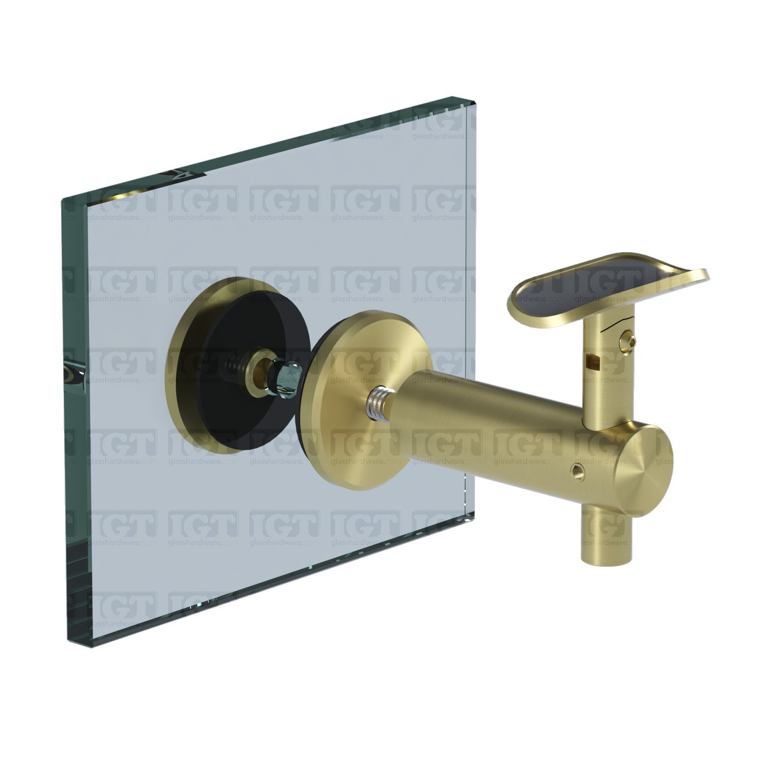 Adjustable Glass Mounted Hand Rail Bracket - Gold Brushed - Image 3