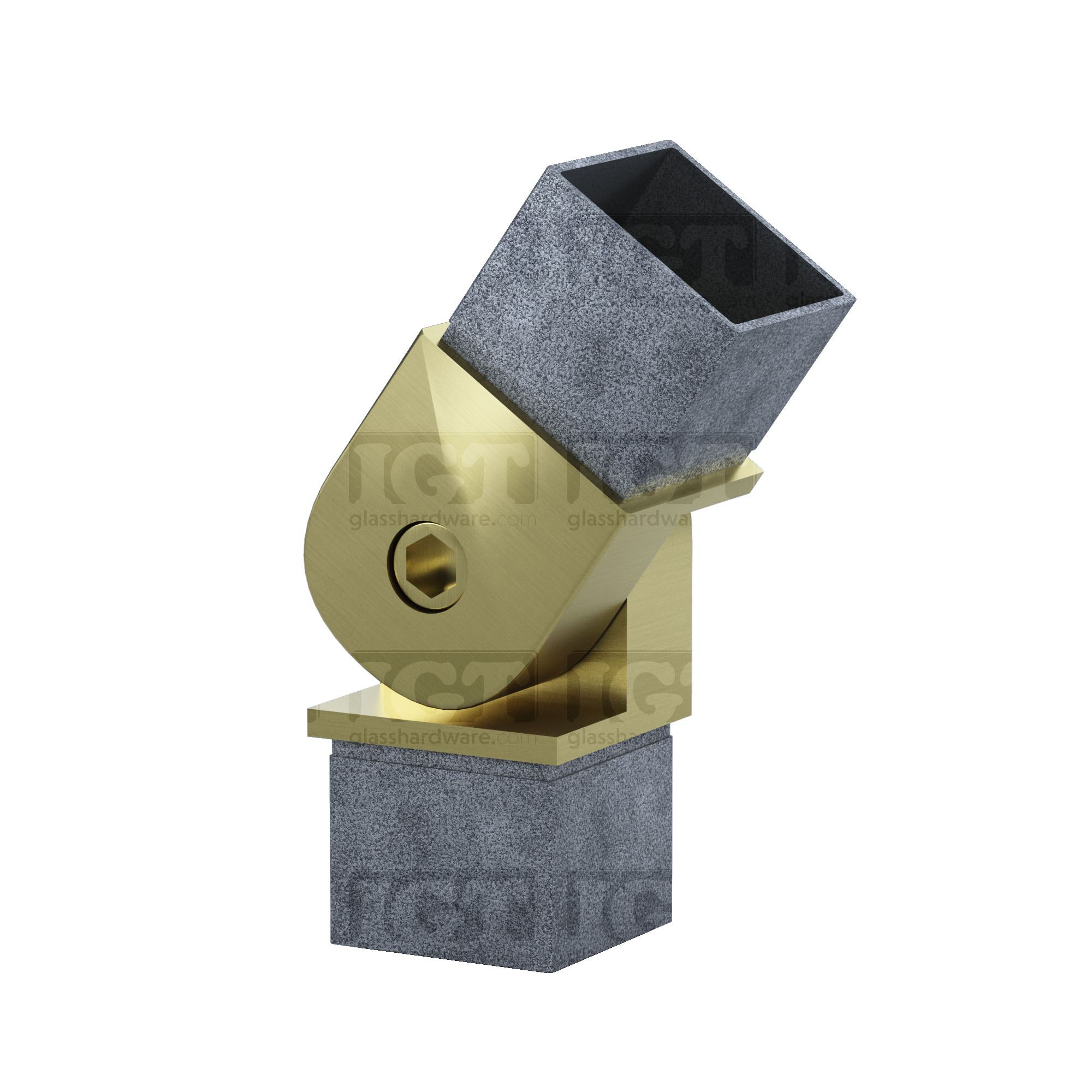 Square Adjustable Angle Connector for 1-9/16" Tube S.S316 - Gold Brushed