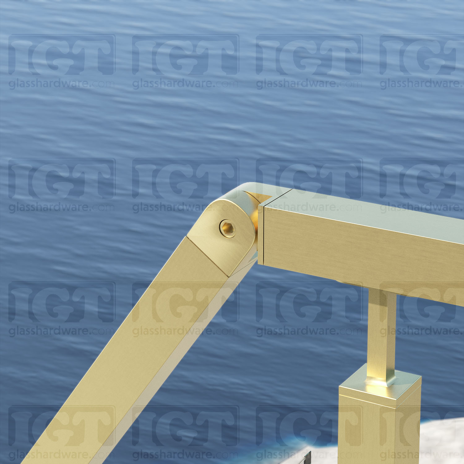 Square Adjustable Angle Connector for 1-9/16" Tube S.S316 - Gold Brushed - Image 5