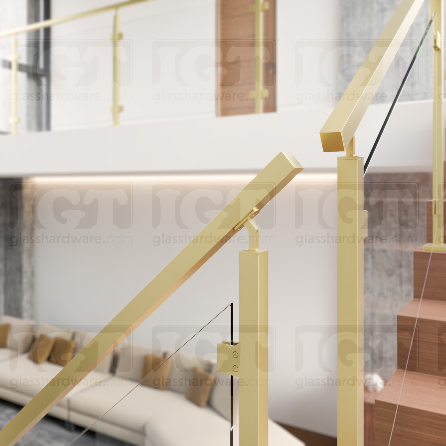 End Cap for Square Handrail - Gold Brushed - Image 4