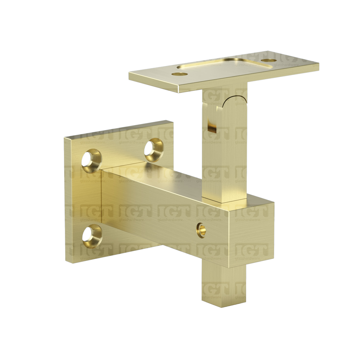 Square Wall Mount Adjustable Hand Rail Bracket - Gold Brushed
