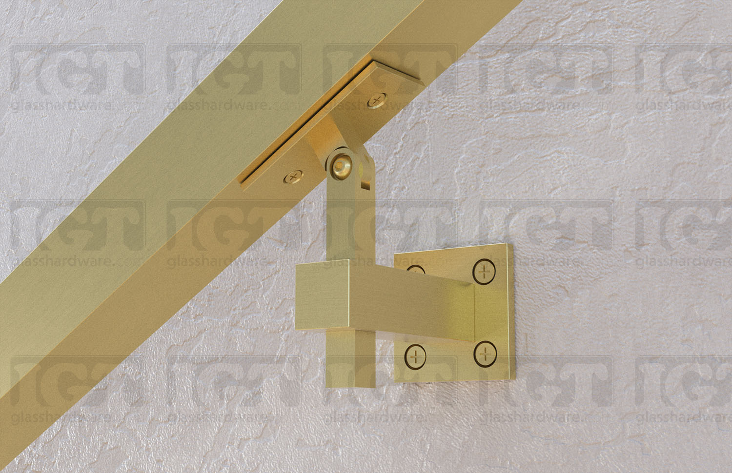 Square Wall Mount Adjustable Hand Rail Bracket - Gold Brushed - Image 4