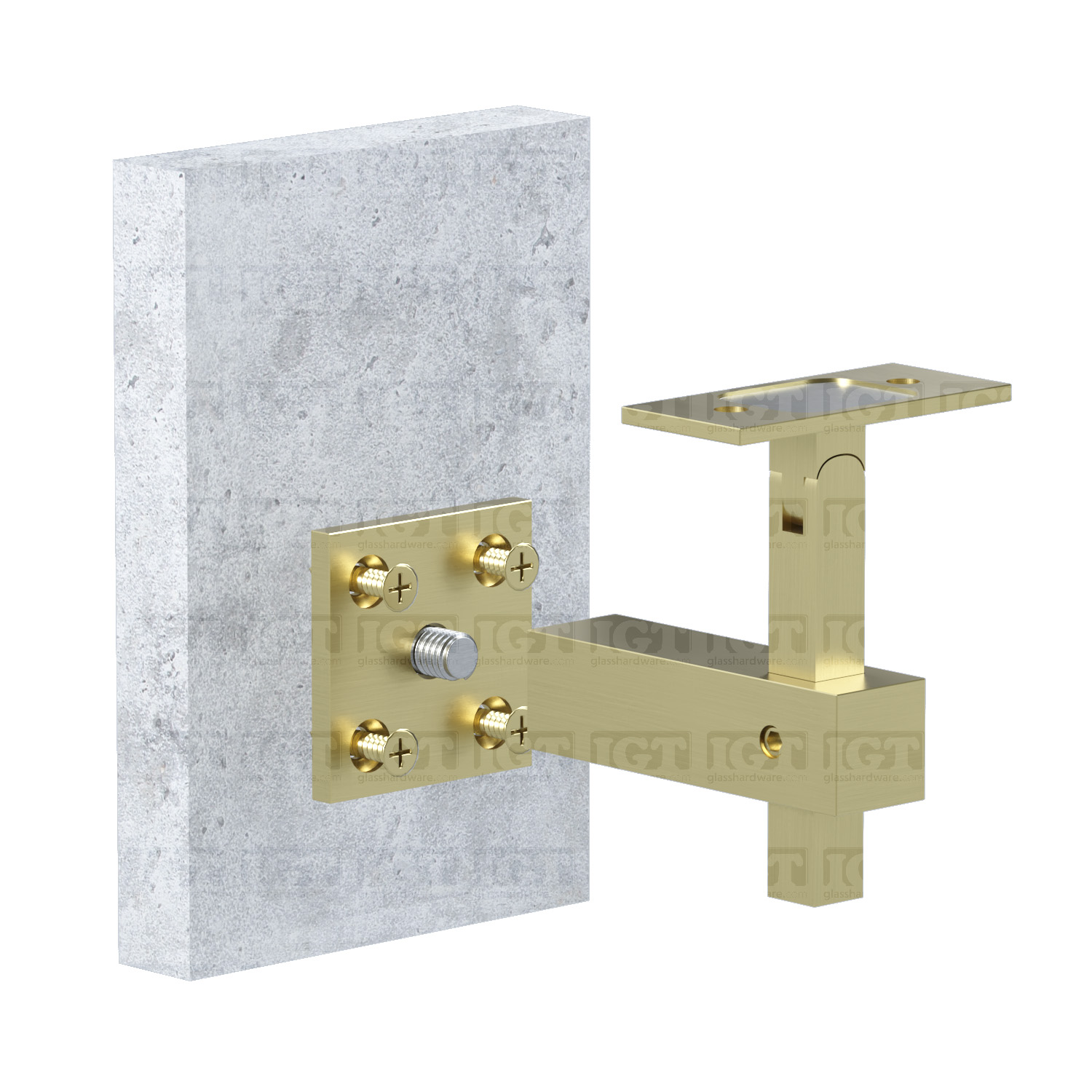 Square Wall Mount Adjustable Hand Rail Bracket - Gold Brushed - Image 6
