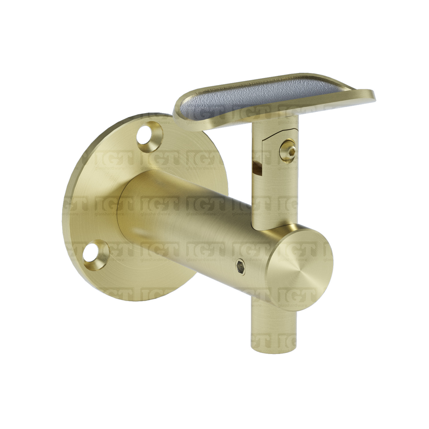 Wall Mount Adjustable Hand Rail Bracket, Round - Gold Brushed