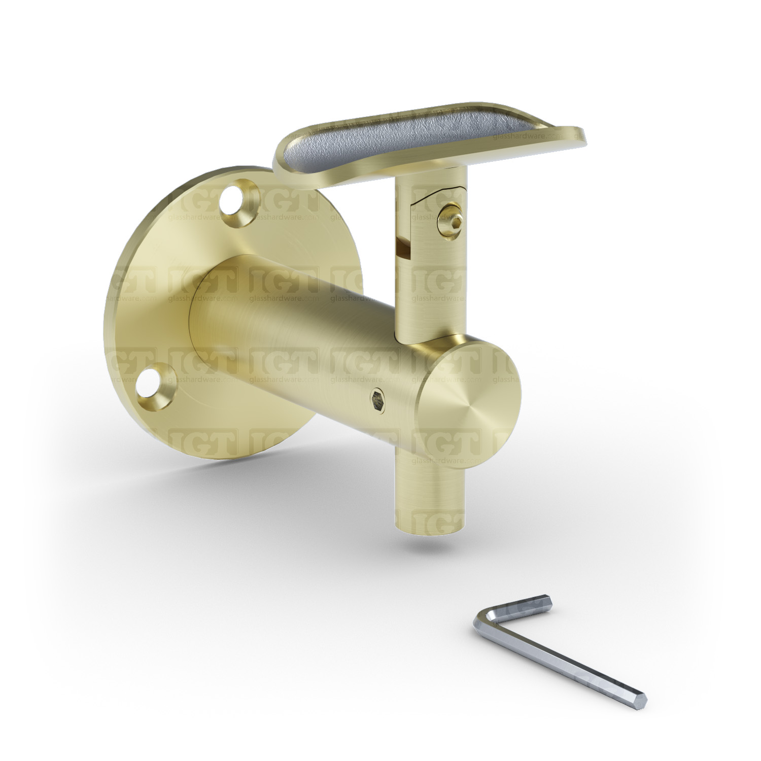 Wall Mount Adjustable Hand Rail Bracket, Round - Gold Brushed - Image 7