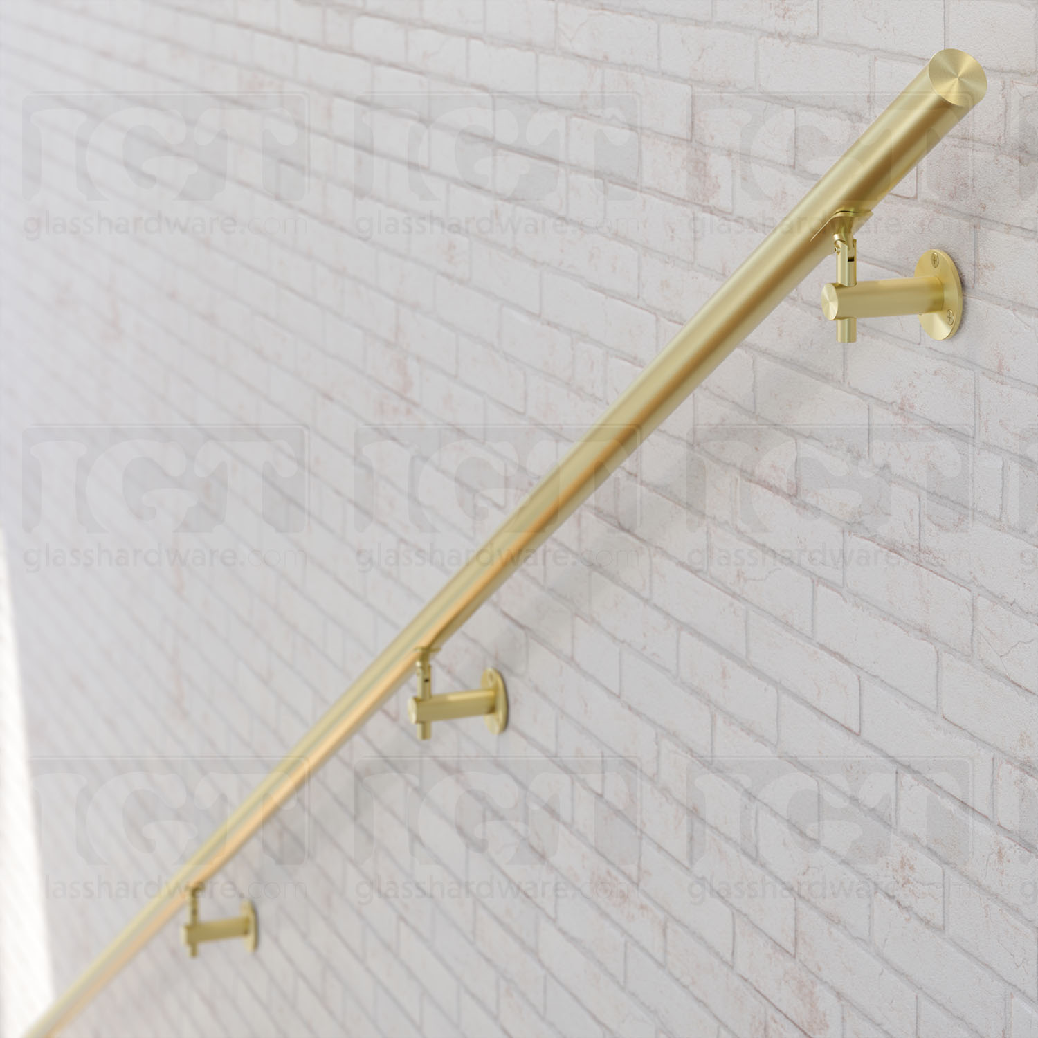 Wall Mount Adjustable Hand Rail Bracket, Round - Gold Brushed - Image 3