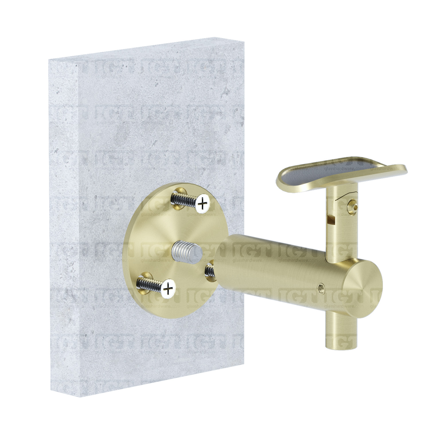 Wall Mount Adjustable Hand Rail Bracket, Round - Gold Brushed - Image 6