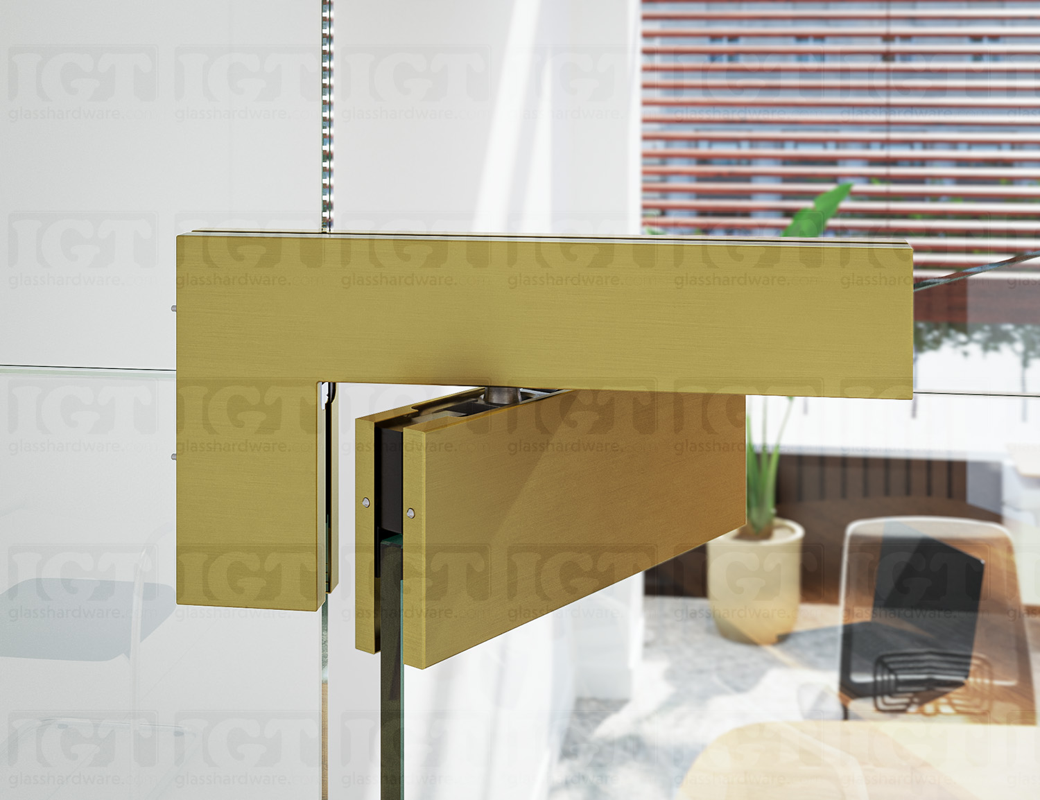 Oversized IGT Transom/Sidelite Patch Fitting - Gold Brushed - Image 6