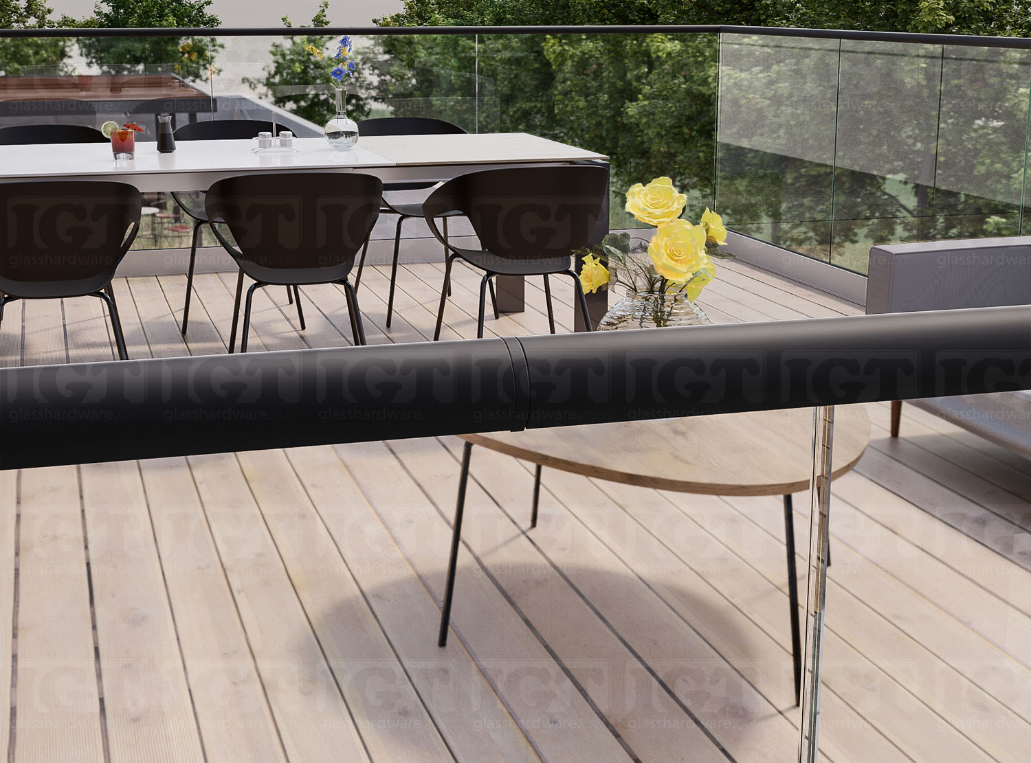 180 Degree Connector for Round Cap Rail - Matte Black - Image 4