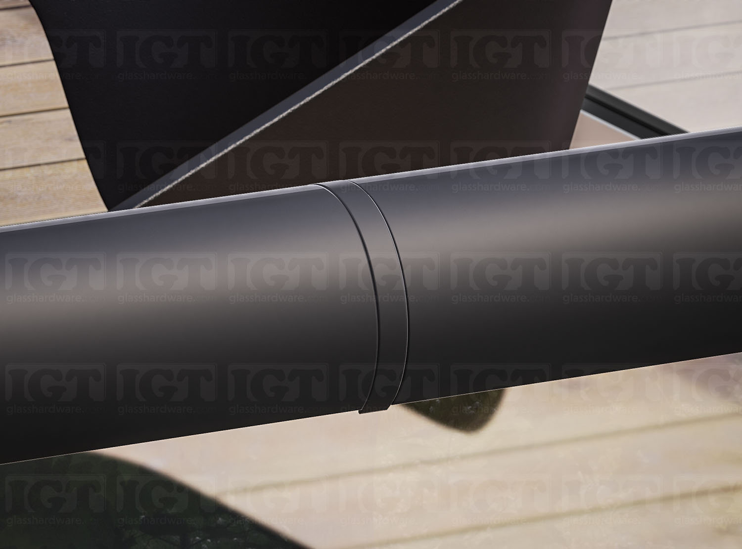 180 Degree Connector for Round Cap Rail - Matte Black - Image 5