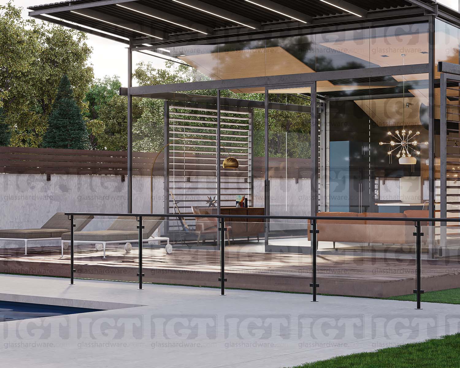 316 S.S Handrail Support For Post 1-5/8” D. - Matte Black - Image 3