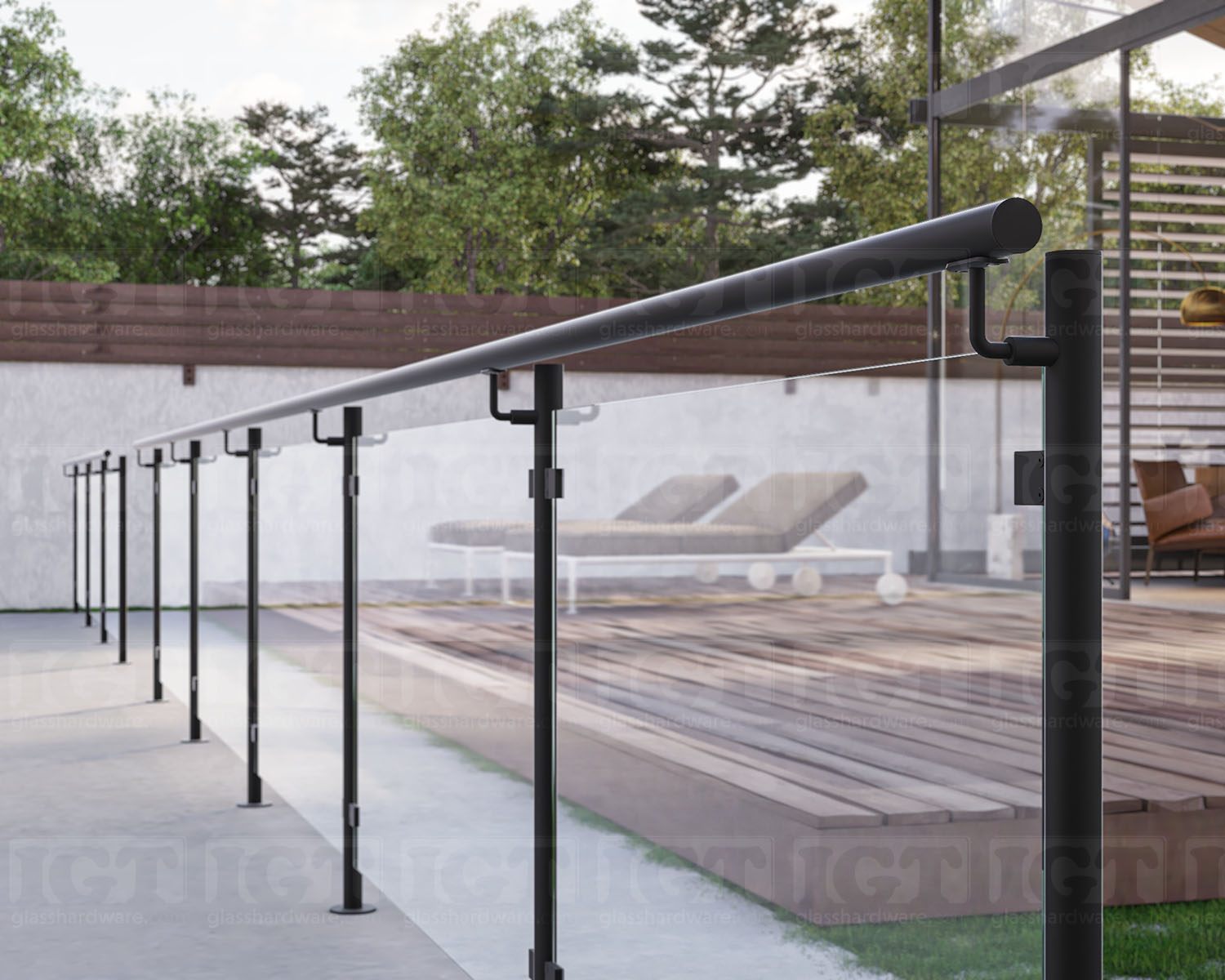 316 S.S Handrail Support For Post 1-5/8” D. - Matte Black - Image 4