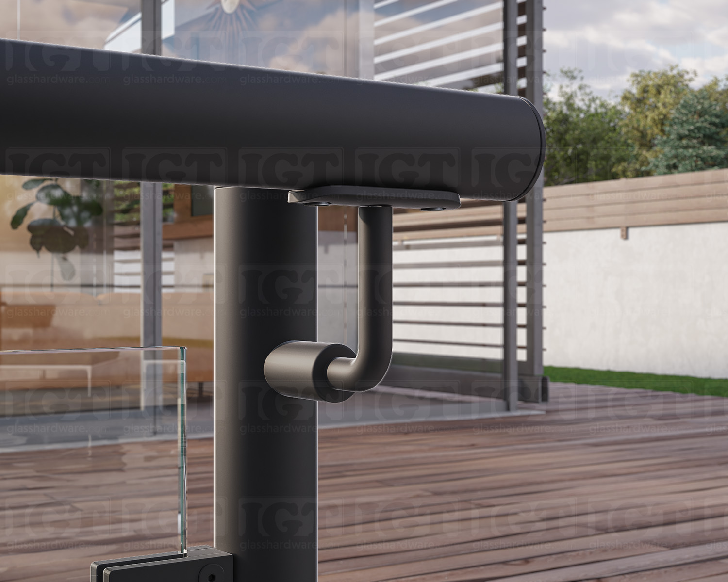 316 S.S Handrail Support For Post 1-5/8” D. - Matte Black - Image 5