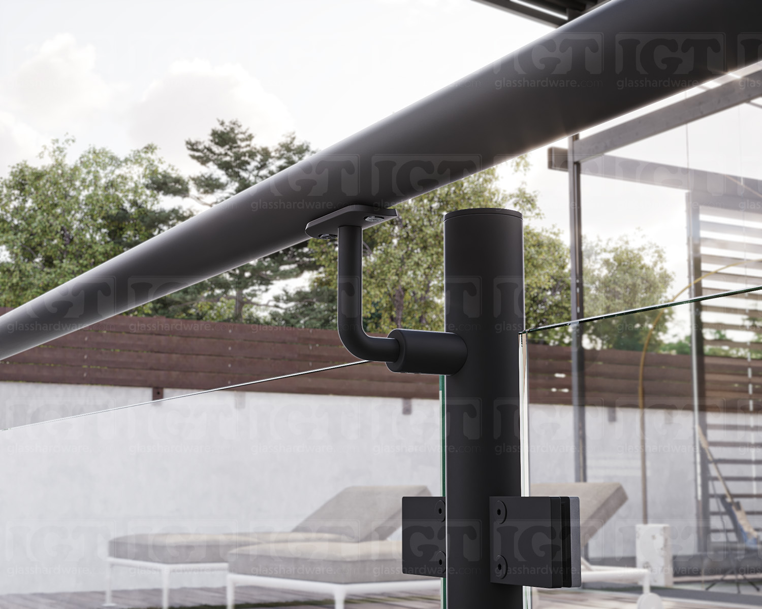 316 S.S Handrail Support For Post 1-5/8” D. - Matte Black - Image 6