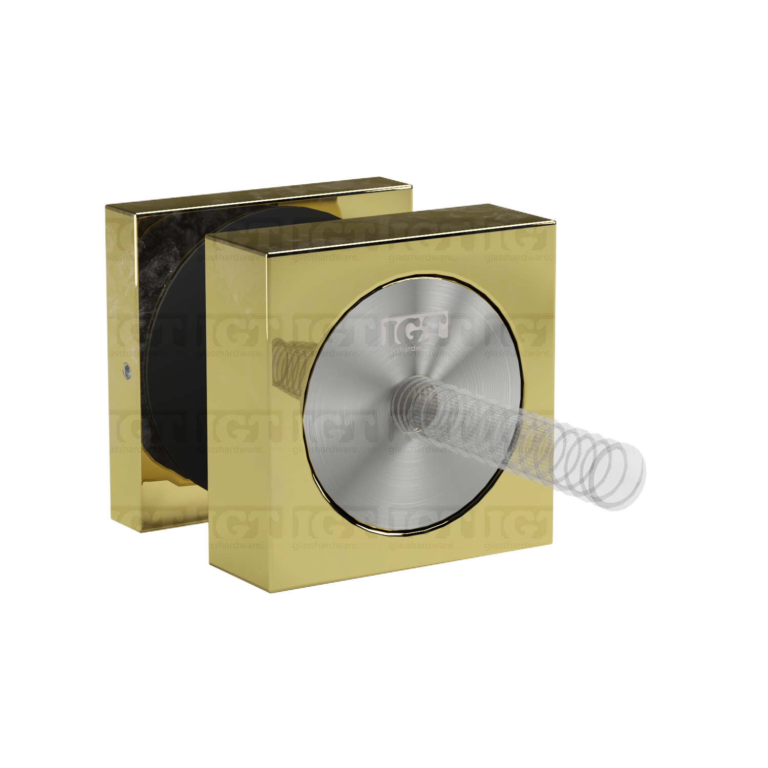 Square Glass Standoff Heavy Duty 3/4" Base x 2" Diameter- Gold Brushed - Image 3