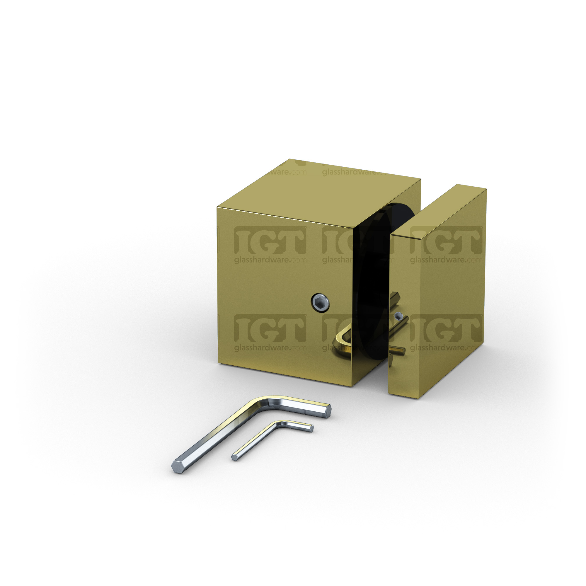 Square Glass Standoff Heavy Duty 1-3/4″ x 2″ – Gold Brushed - Image 2