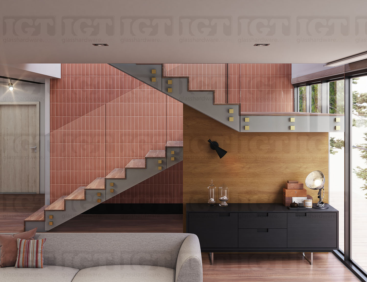 Square Glass Standoff Heavy Duty 3/4" Base x 2" Diameter- Gold Brushed - Image 5