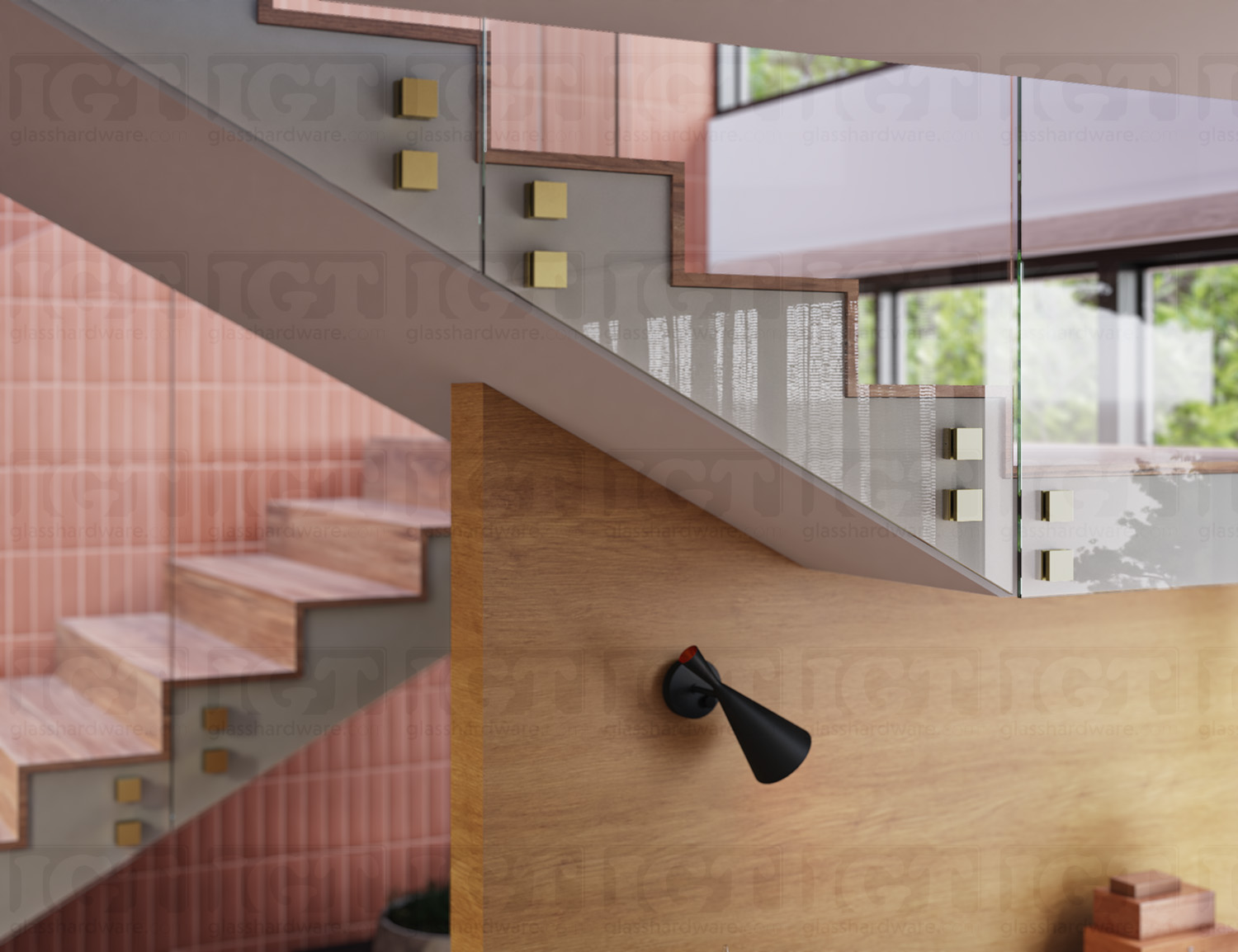 Square Glass Standoff Heavy Duty 3/4" Base x 2" Diameter- Gold Brushed - Image 4