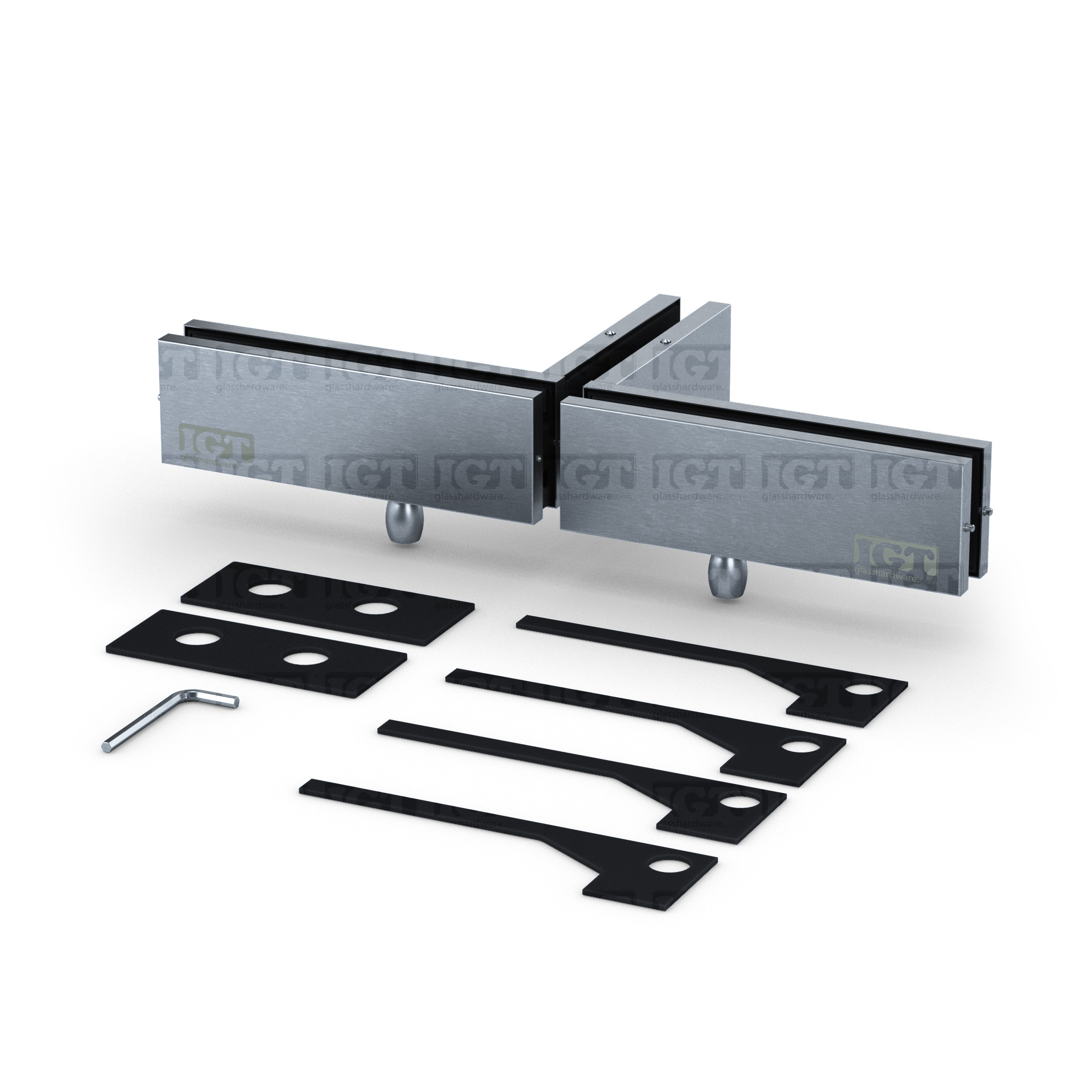 IGT Double Transom Patch with Support Fin - Brushed Stainless - Image 2
