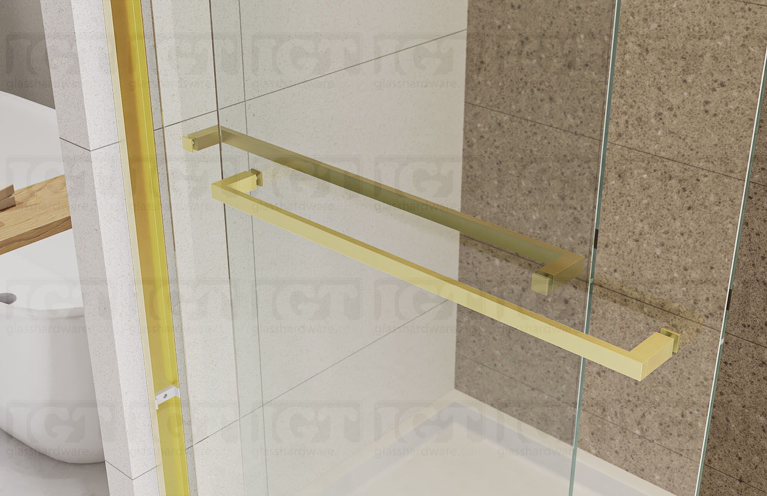 62"W x 76"H Bypass Sliding System - Gold Brushed - Image 3