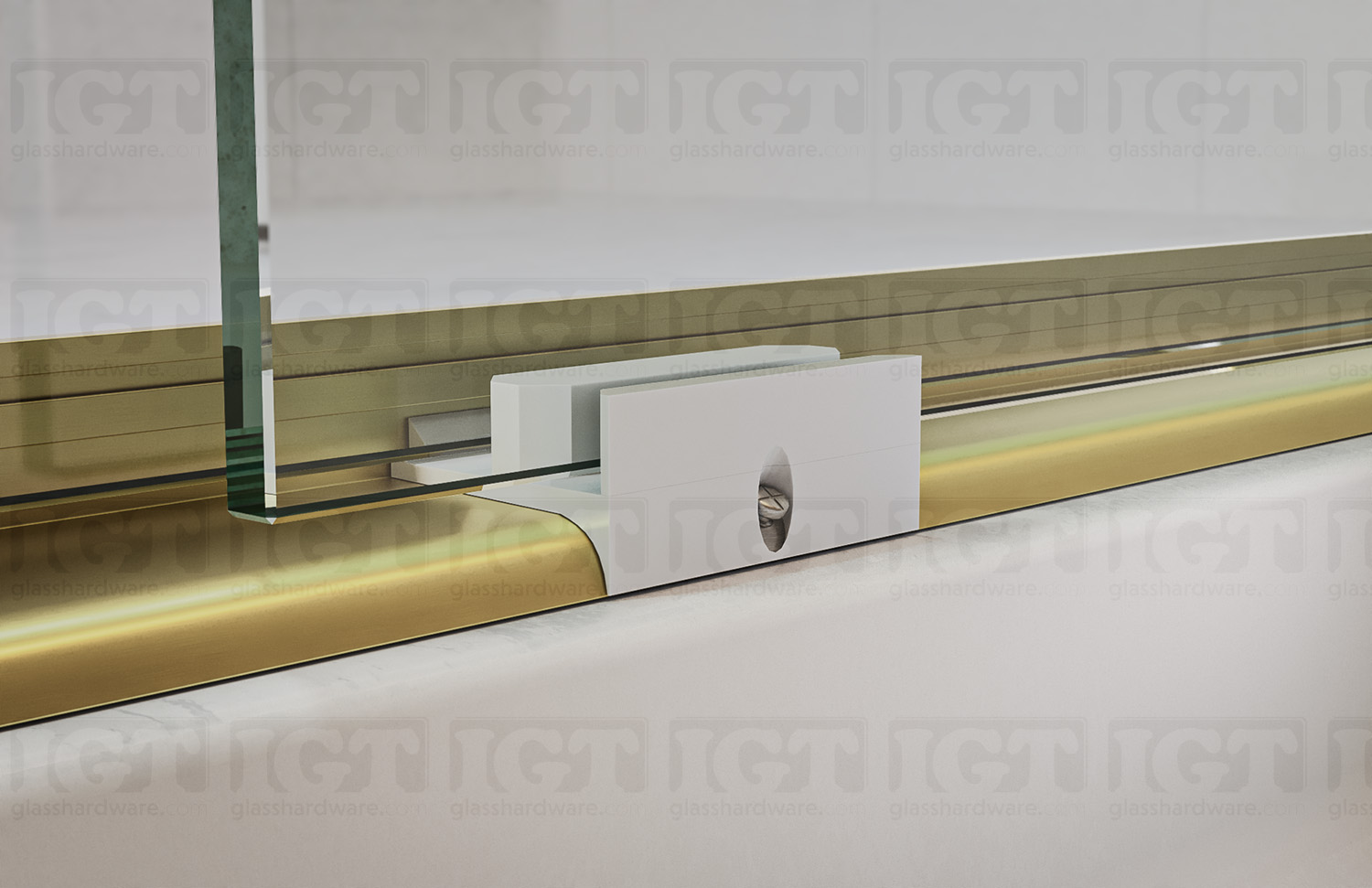 62"W x 76"H Bypass Sliding System - Gold Brushed - Image 5