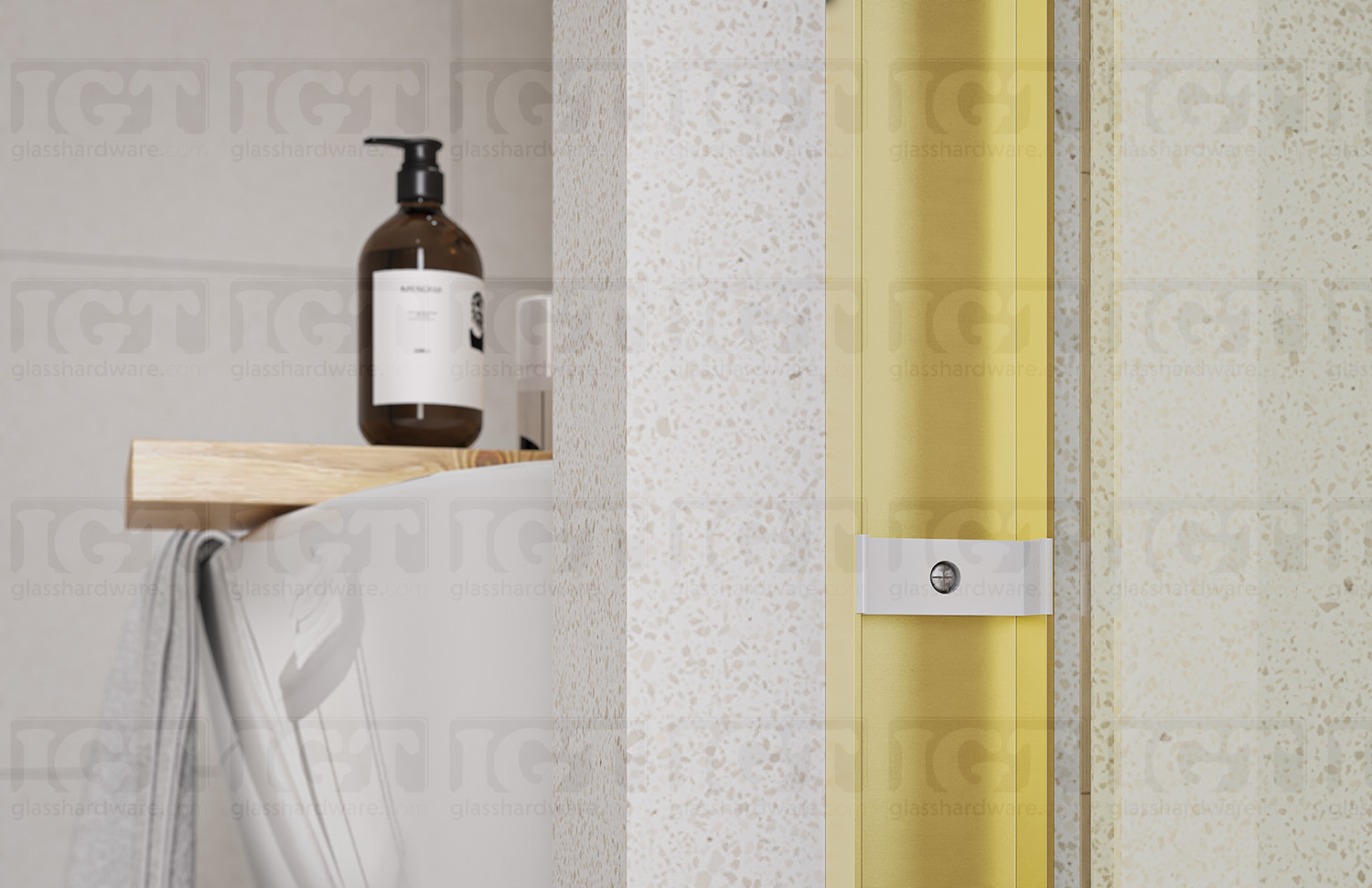 62"W x 76"H Bypass Sliding System - Gold Brushed - Image 6