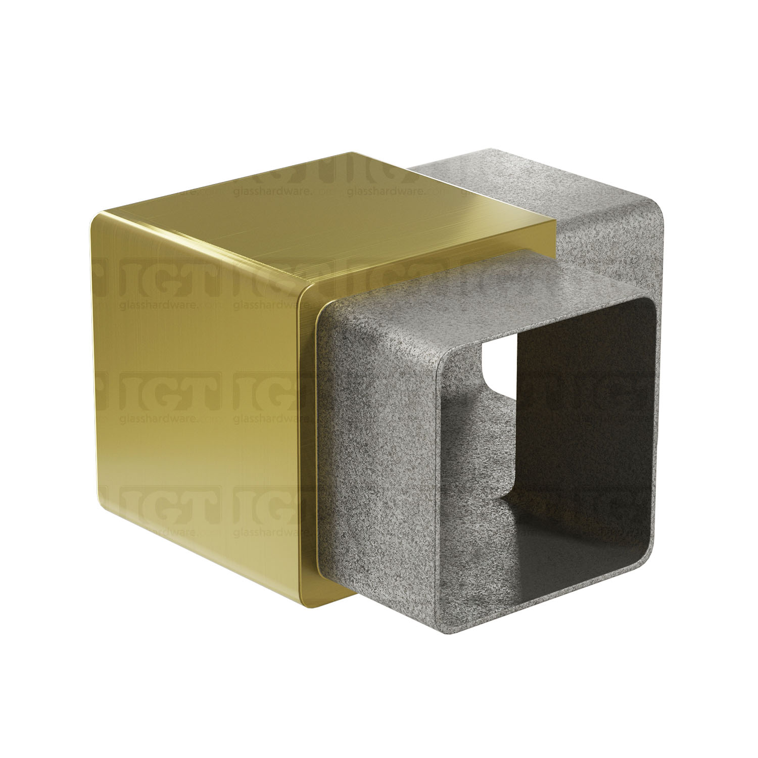 90 Degree Connector for Square Handrail - Gold Brushed