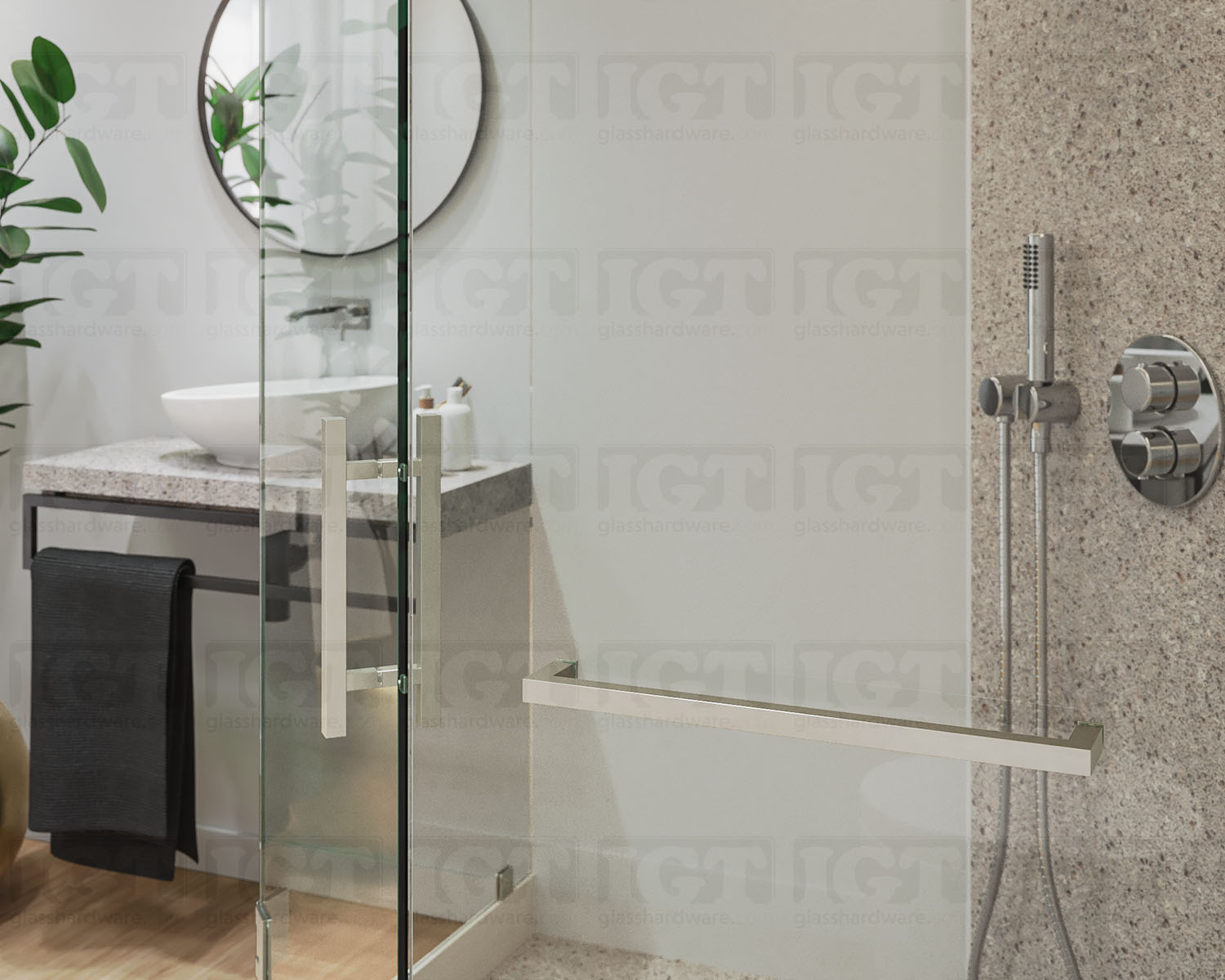18" Single Square Towel Bar - Br.Nickel Finish - Image 4