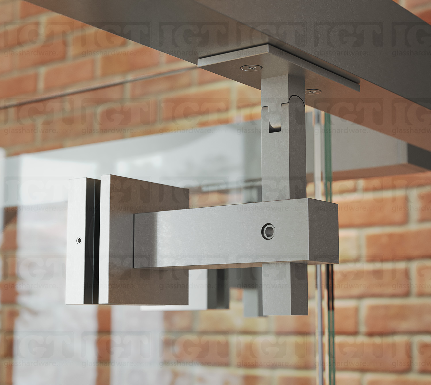 Square Adjustable Glass Mounted Hand Rail Bracket - Brushed Stainless SS316L - Image 5