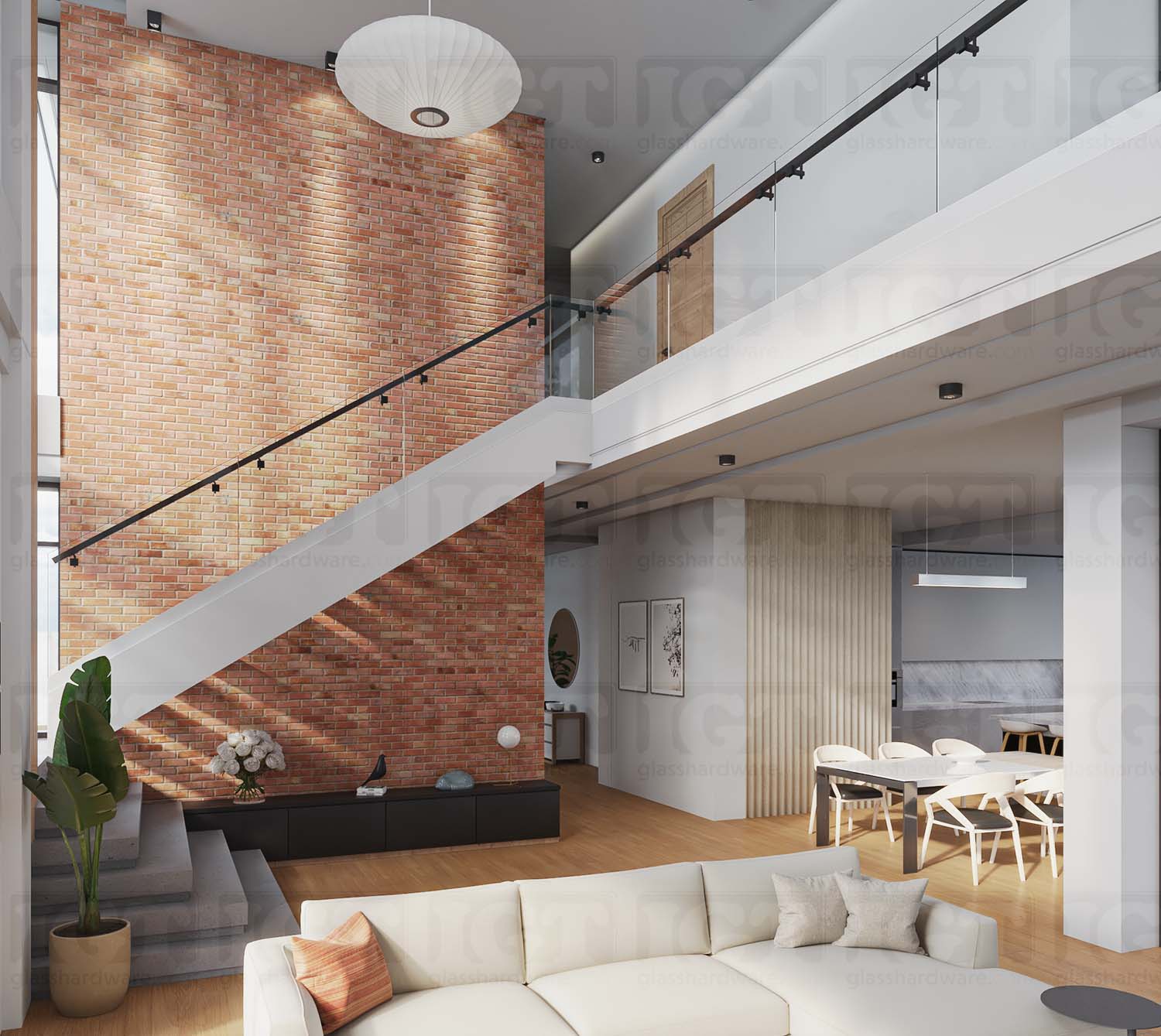 Square Adjustable Glass Mounted Hand Rail Bracket - Matte Black - Image 2