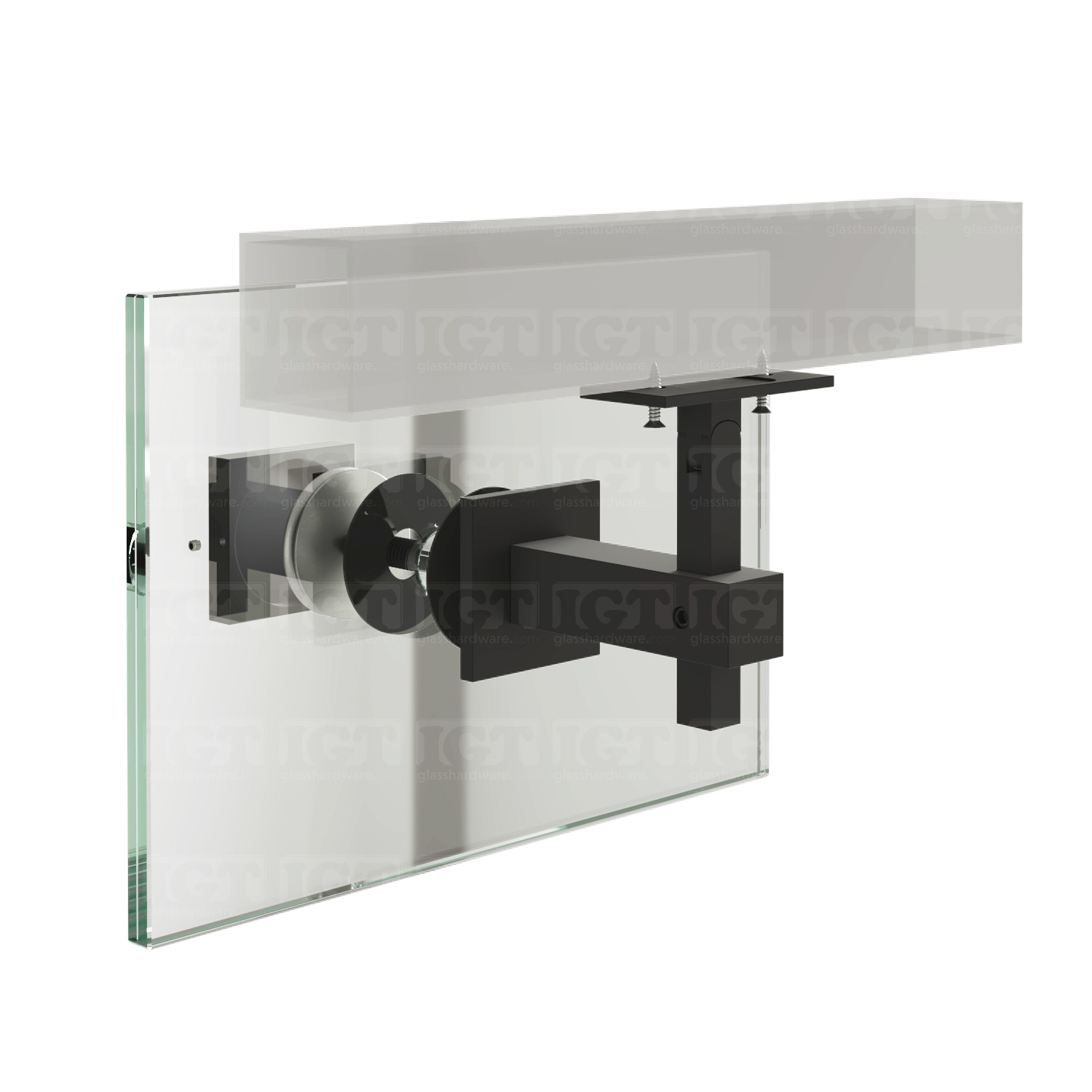 Square Adjustable Glass Mounted Hand Rail Bracket - Matte Black - Image 6