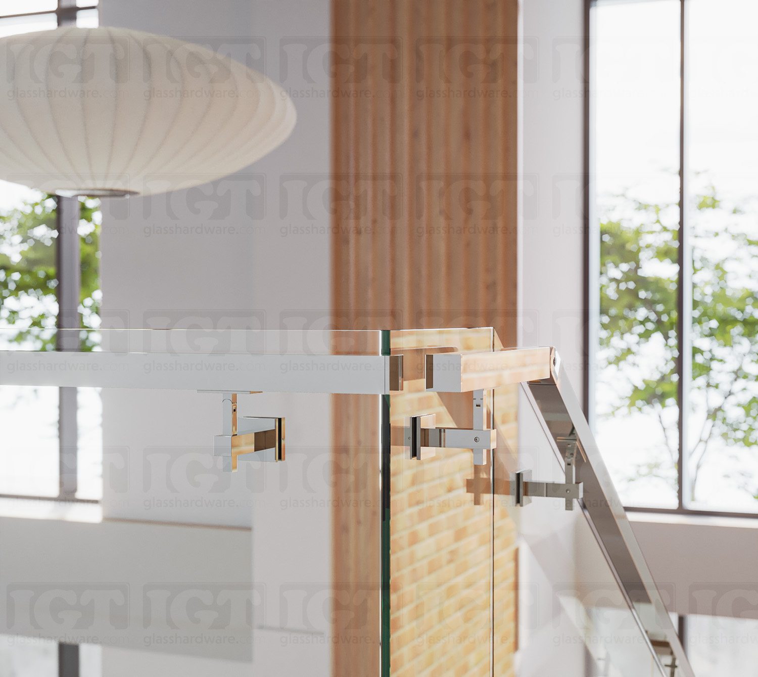 Square Adjustable Glass Mounted Hand Rail Bracket - Polished Stainless - Image 3