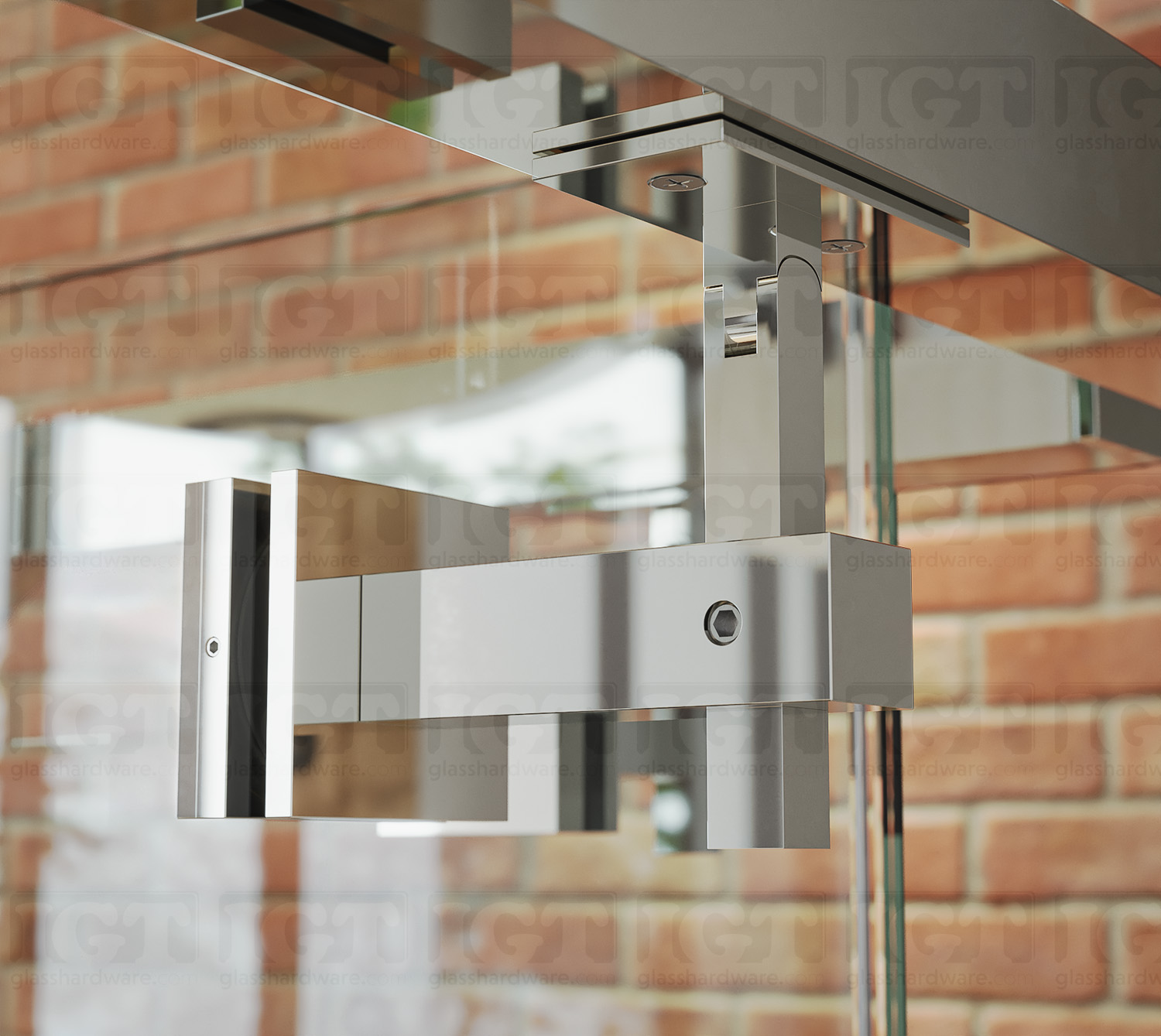 Square Adjustable Glass Mounted Hand Rail Bracket - Polished Stainless - Image 5