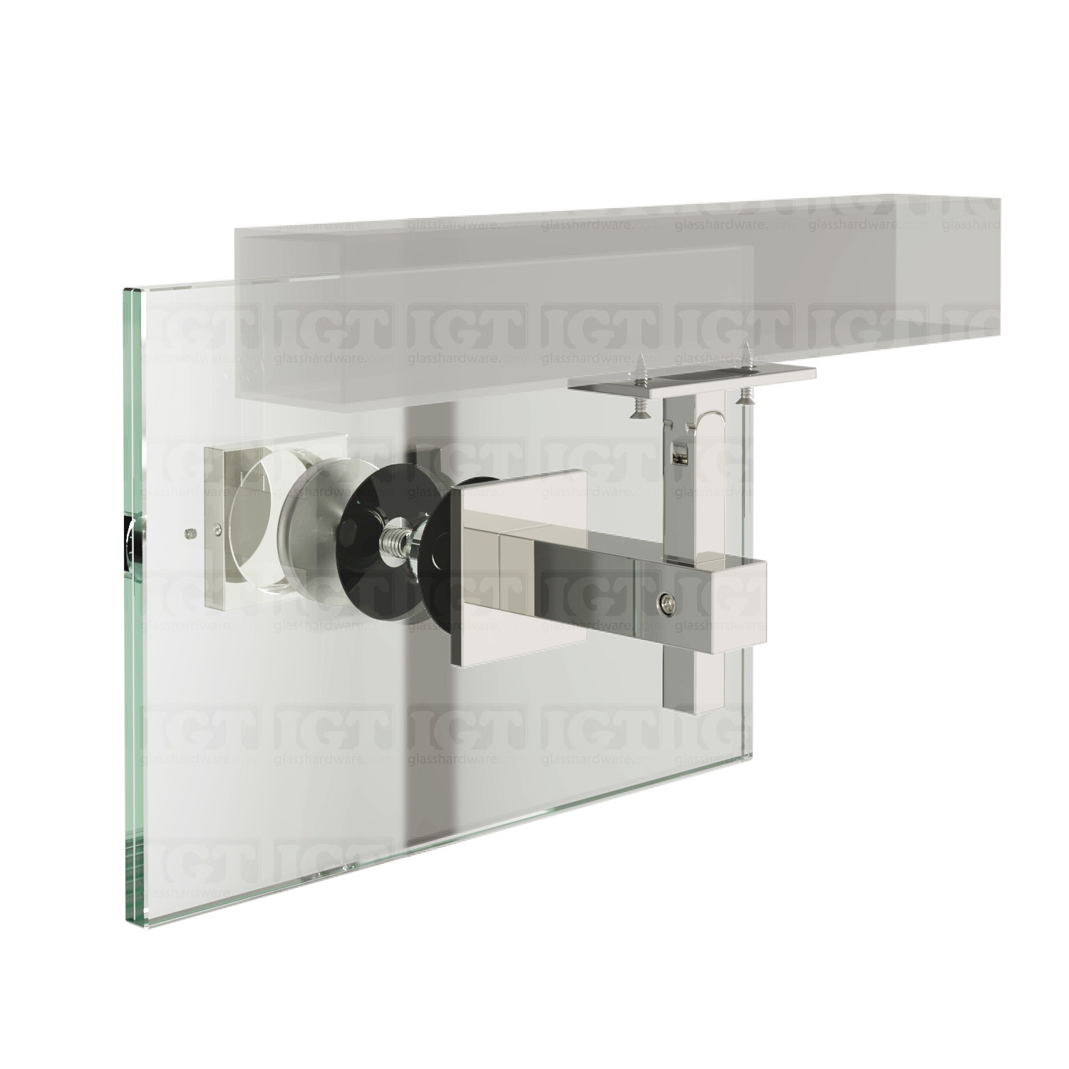 Square Adjustable Glass Mounted Hand Rail Bracket - Polished Stainless - Image 6