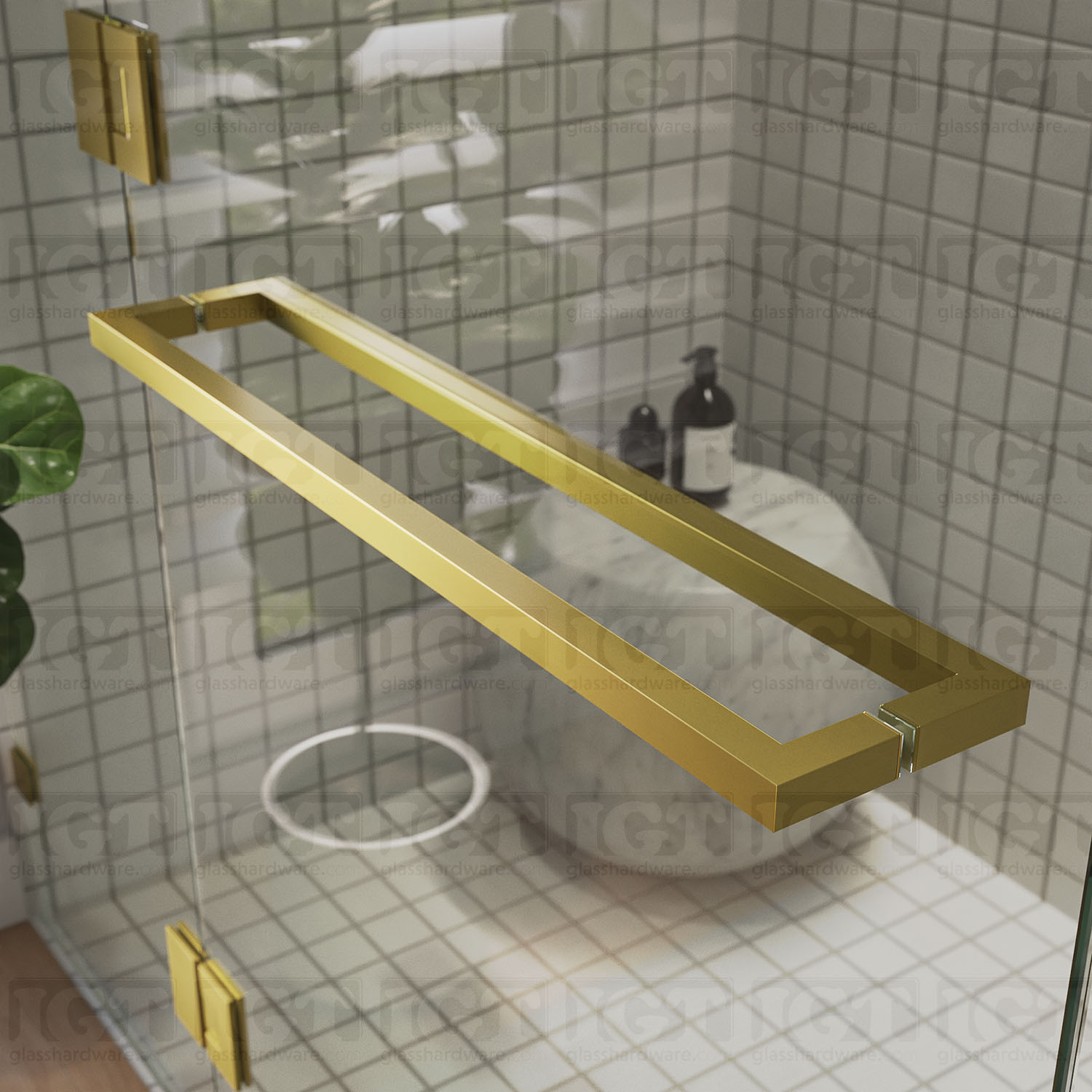 24" Back-to-Back Square Towel Bar - Gold Brushed - Image 3