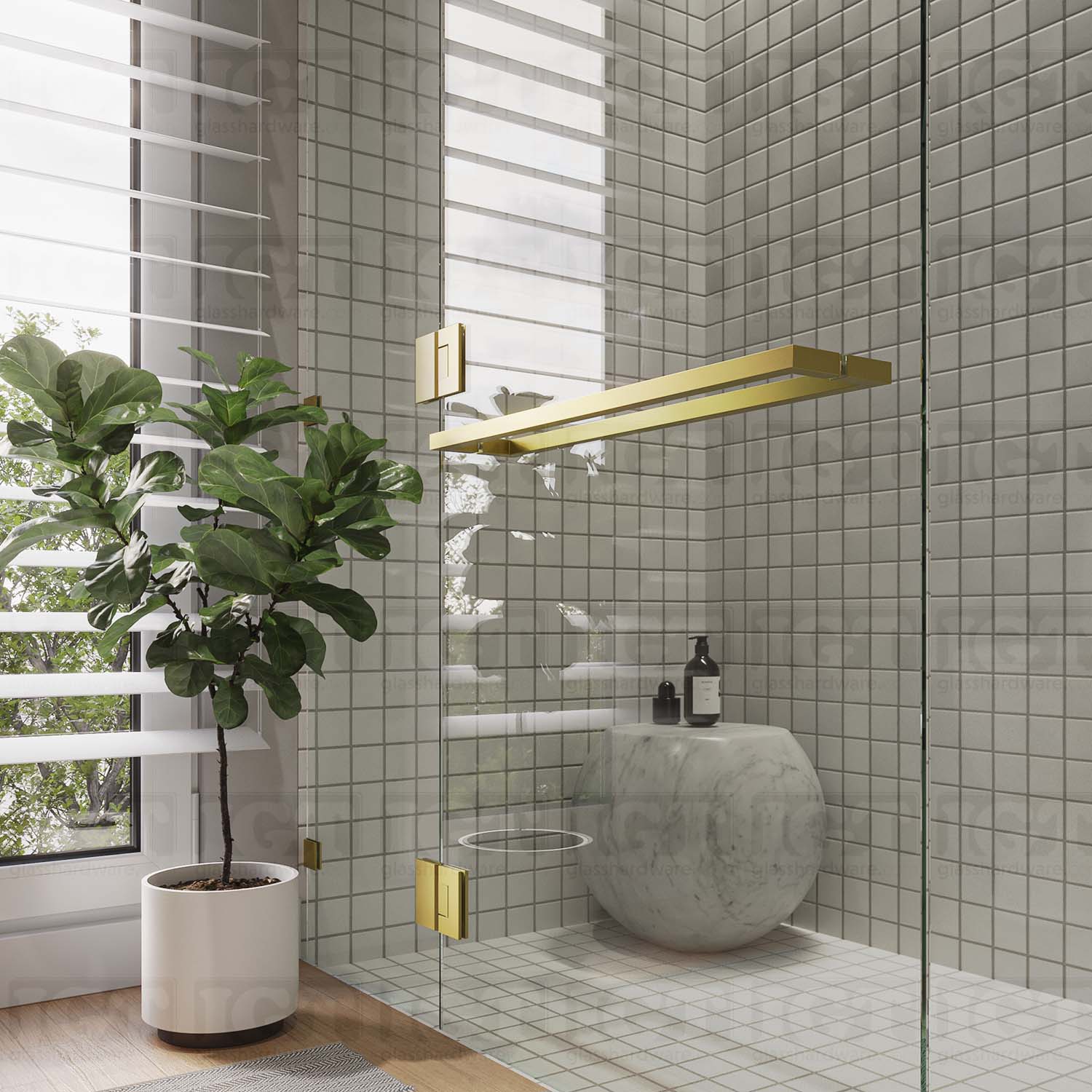 24" Back-to-Back Square Towel Bar - Gold Brushed - Image 4