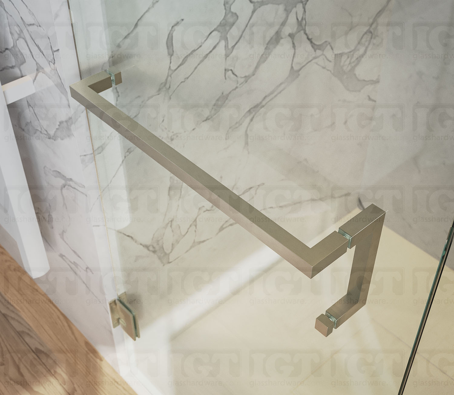 6" Pull & 18" Square Tube Towel Bar - Br.Nickel Finish - Image 3