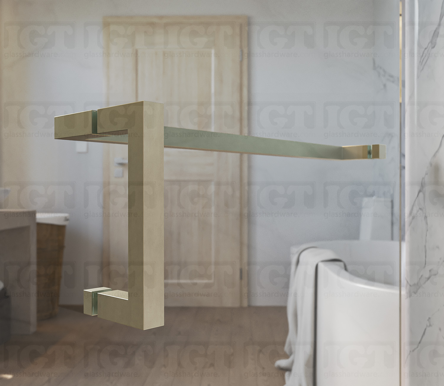 6" Pull & 18" Square Tube Towel Bar - Br.Nickel Finish - Image 5
