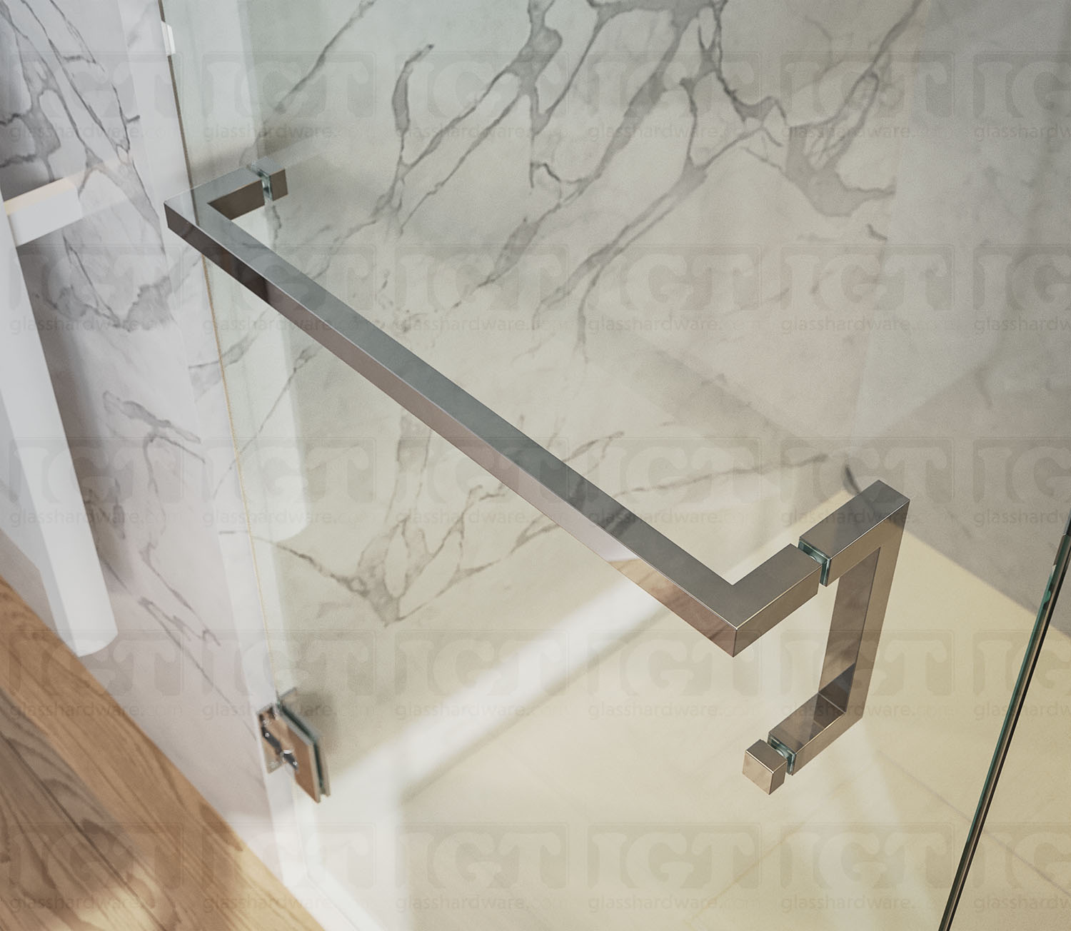 6" Pull & 18" Square Tube Towel Bar - Chrome Finish - Image 3