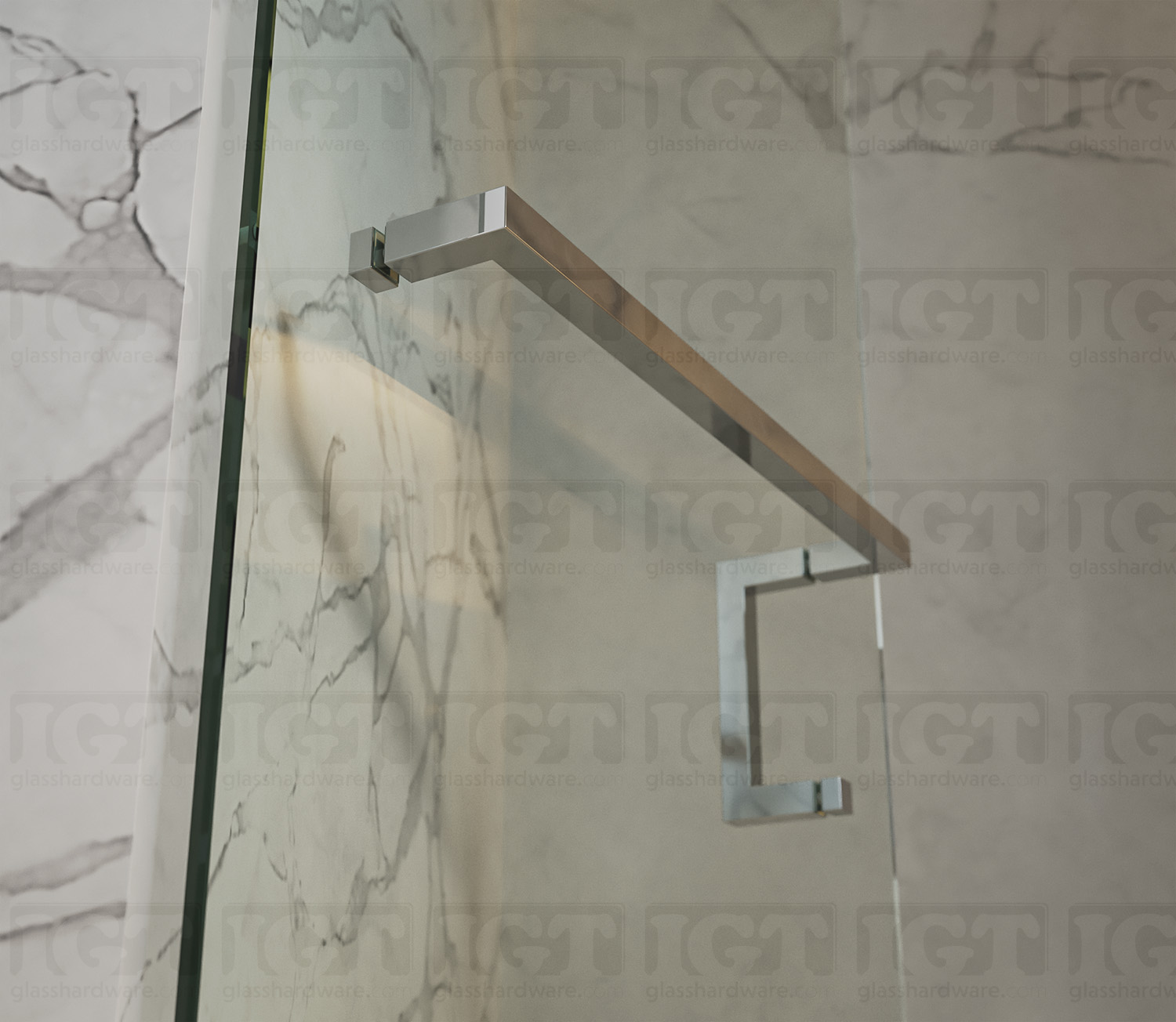 6" Pull & 18" Square Tube Towel Bar - Chrome Finish - Image 4